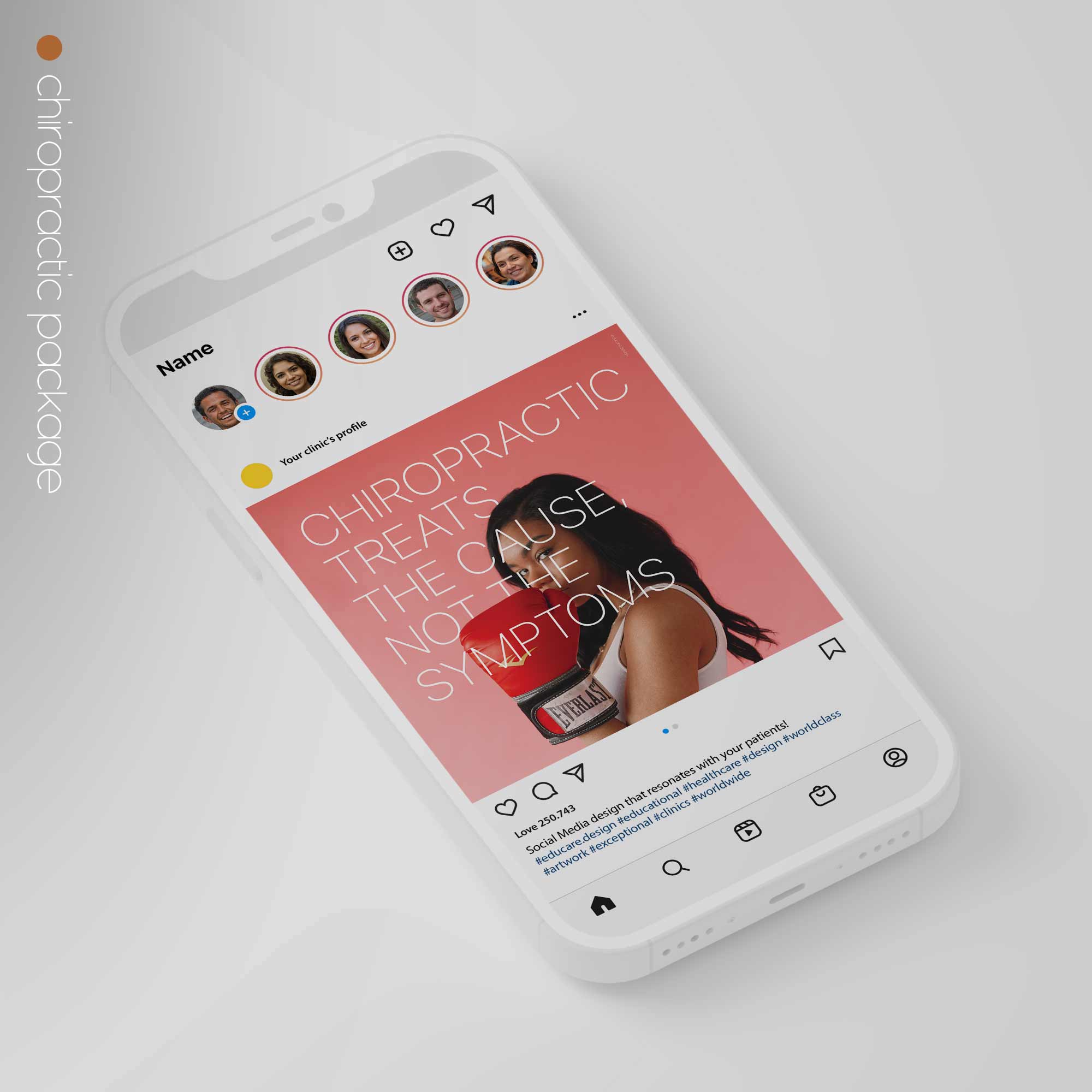 SocialSquares Package for chiropractic clinics. Designed by educare.design