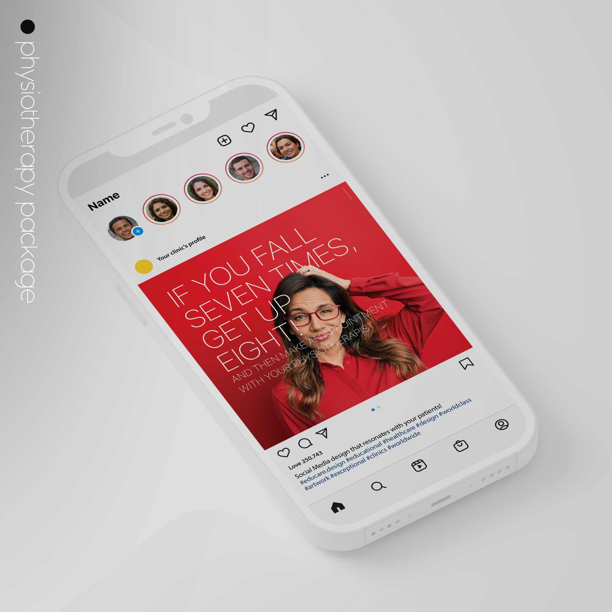 SocialSquares Package for physiotherapy clinics. Designed by educare.design