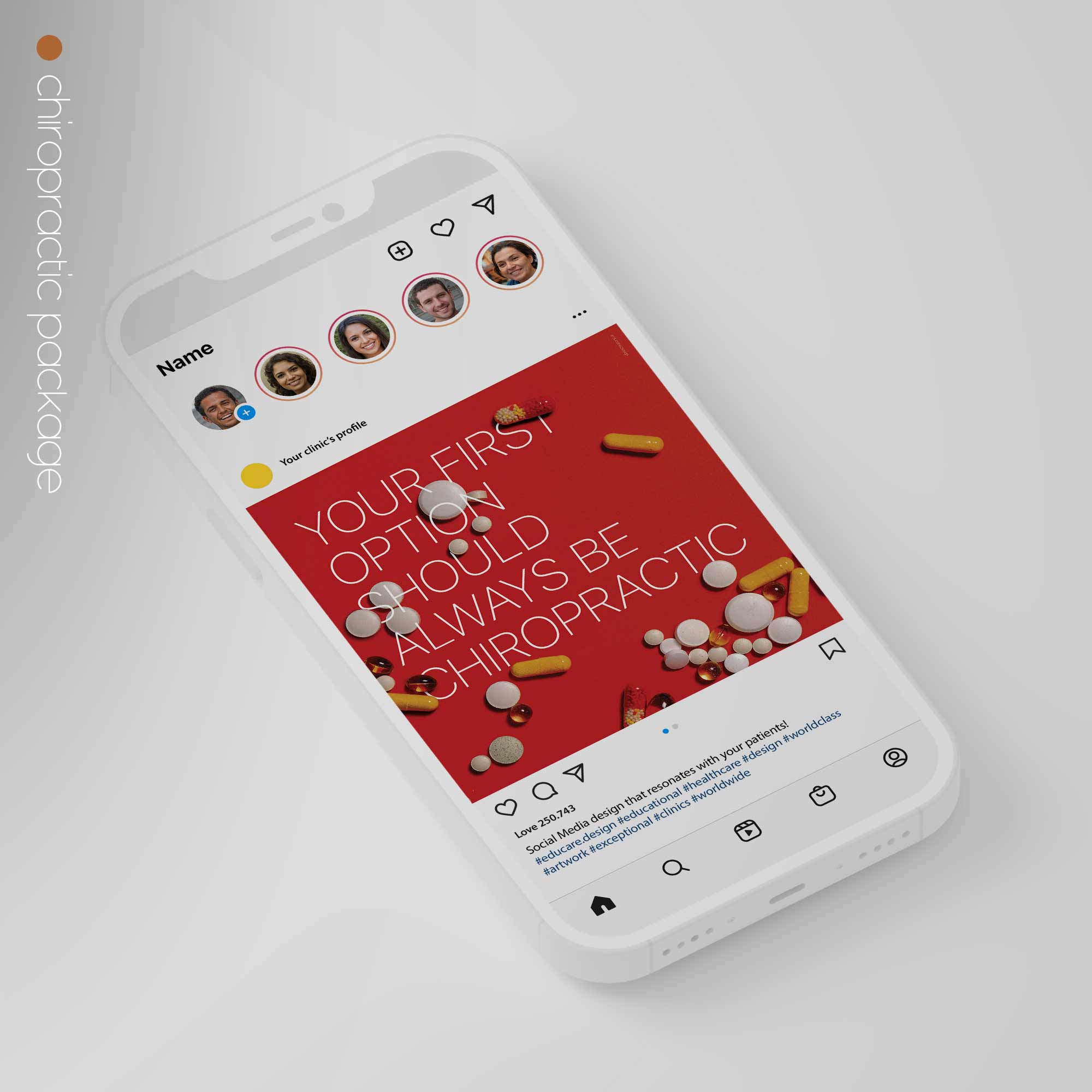 SocialSquares Package for chiropractic clinics. Designed by educare.design