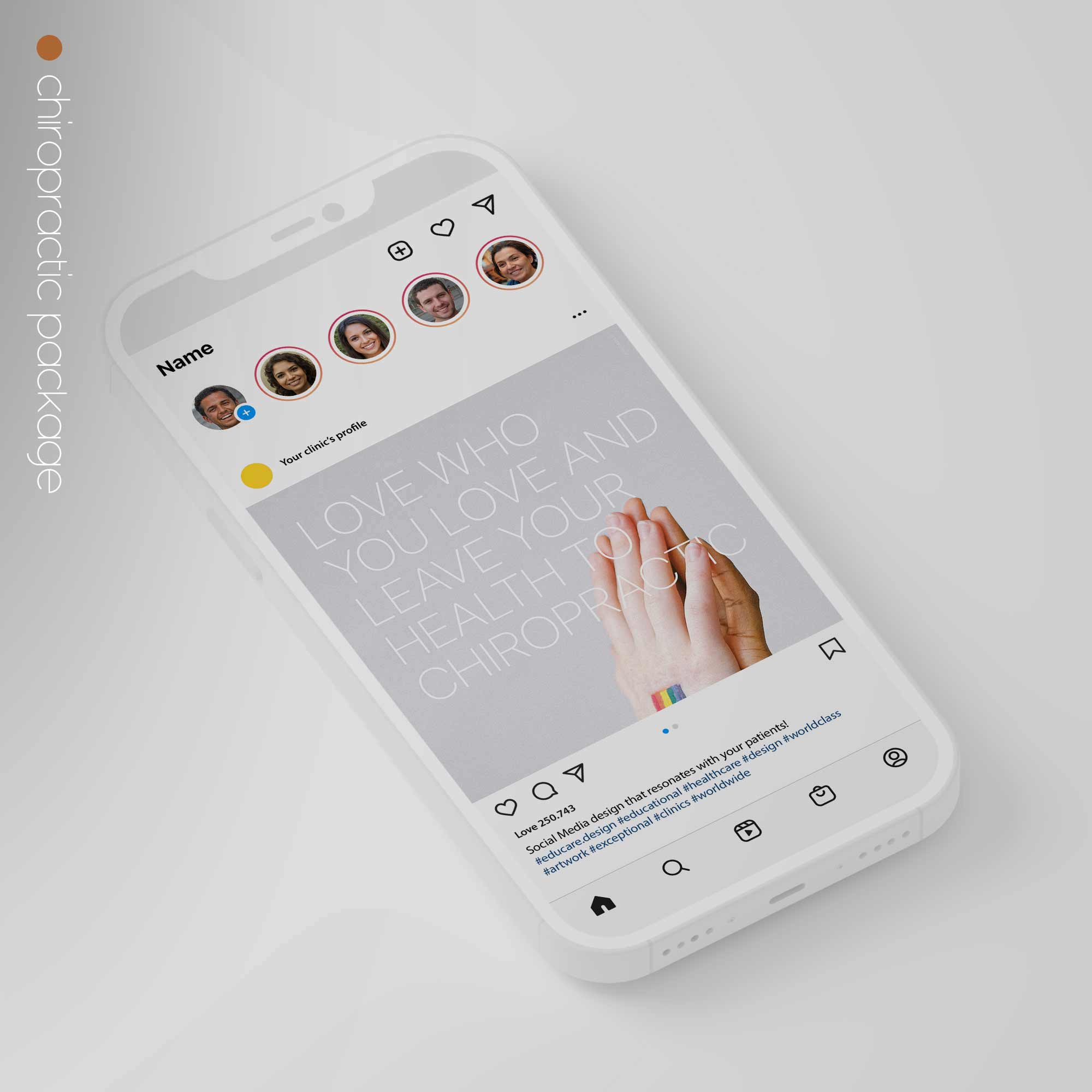 SocialSquares Package for chiropractic clinics. Designed by educare.design