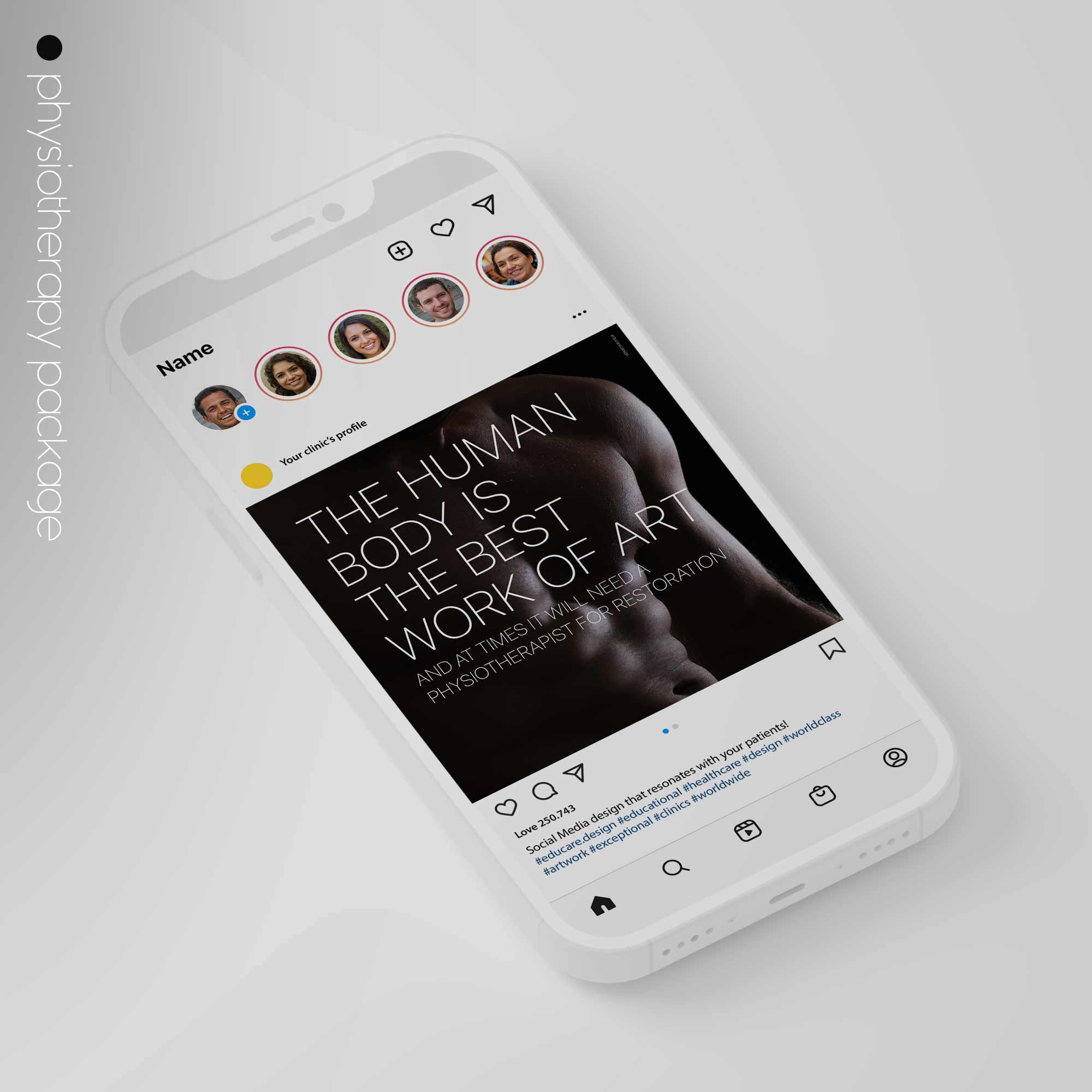 SocialSquares Package for physiotherapy clinics. Designed by educare.design