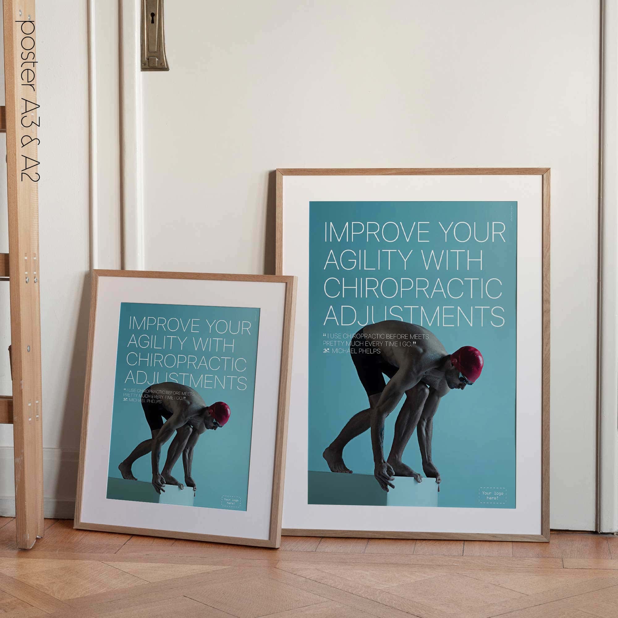 Nuoto e chiropratica. Poster sportivo da educare.design