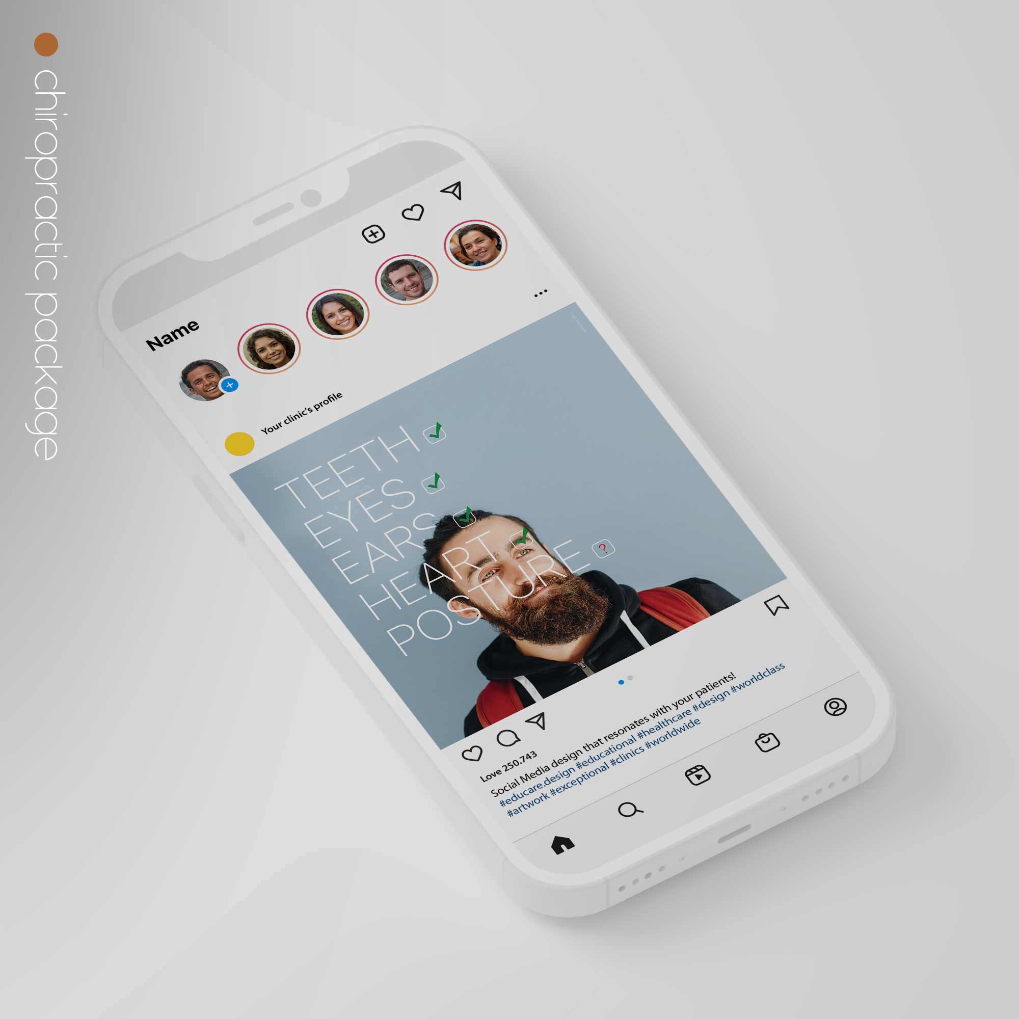 SocialSquares Package for chiropractic clinics. Designed by educare.design