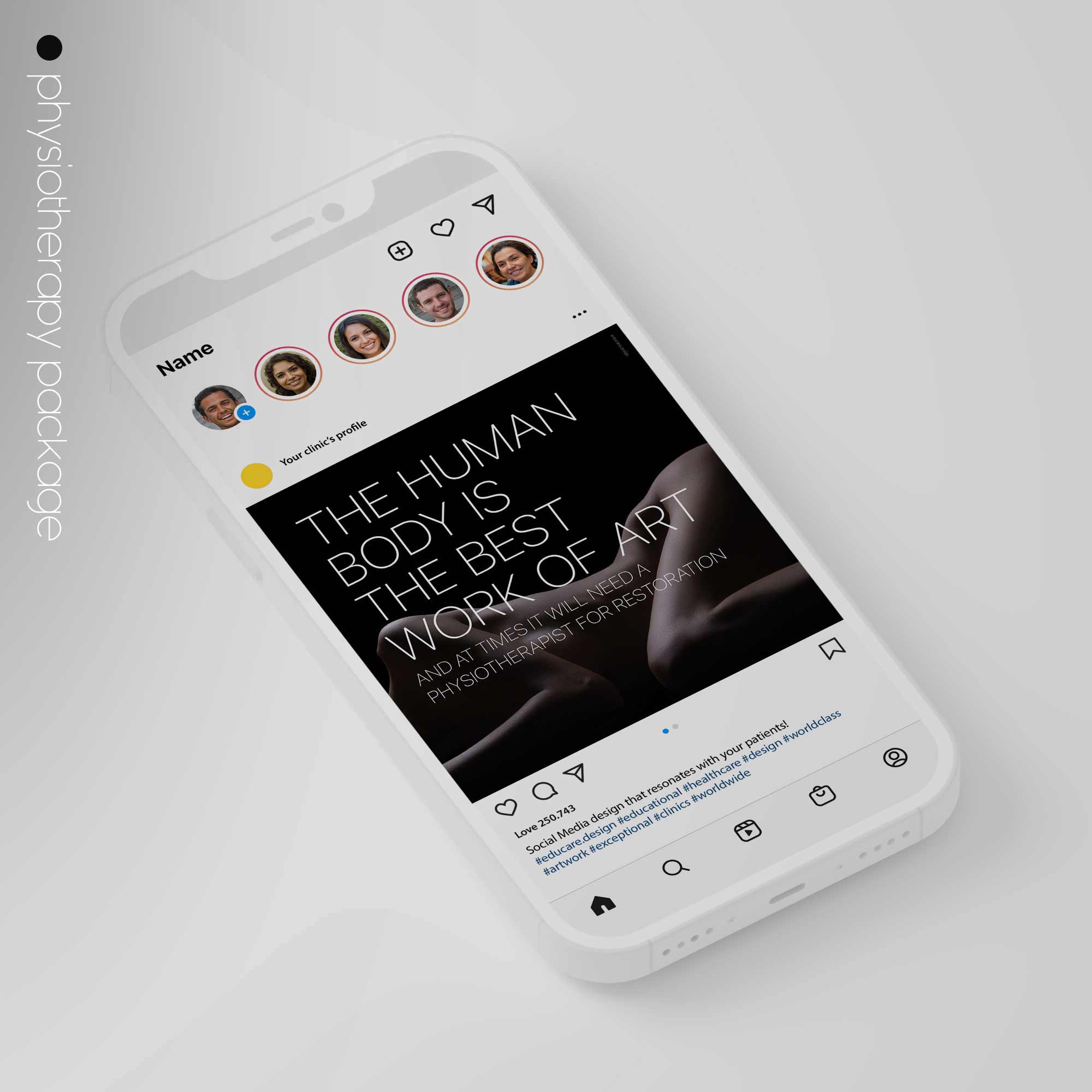 SocialSquares Package for physiotherapy clinics. Designed by educare.design