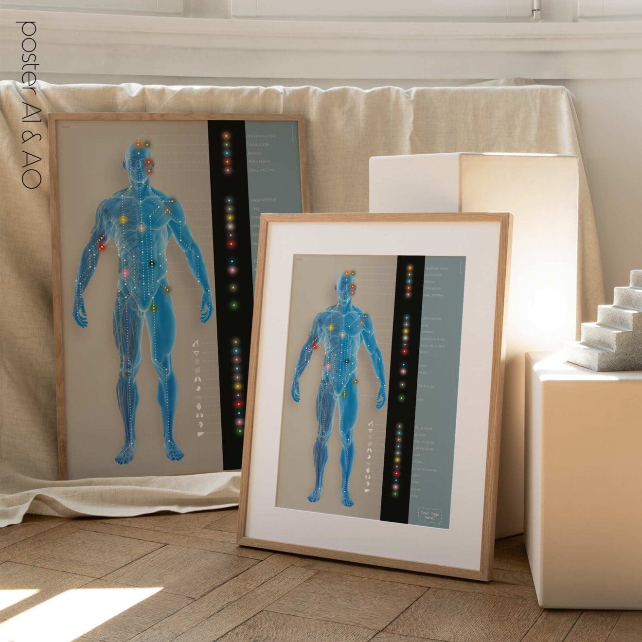Canaux méridiens. Dessin d'anatomie et de physiologie d'educare.design