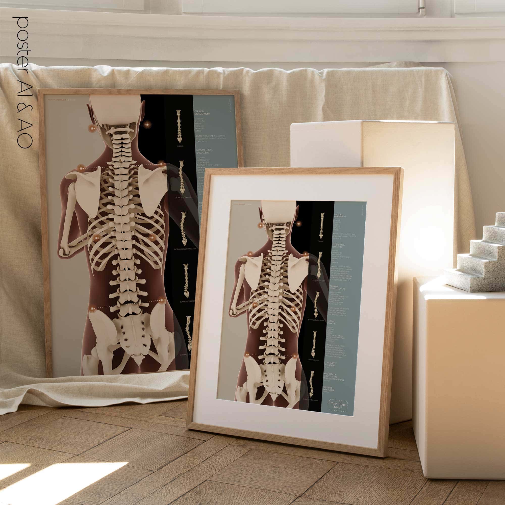 Postural Assessment and Scoliosis. Anatomy and physiology artwork from educare.design