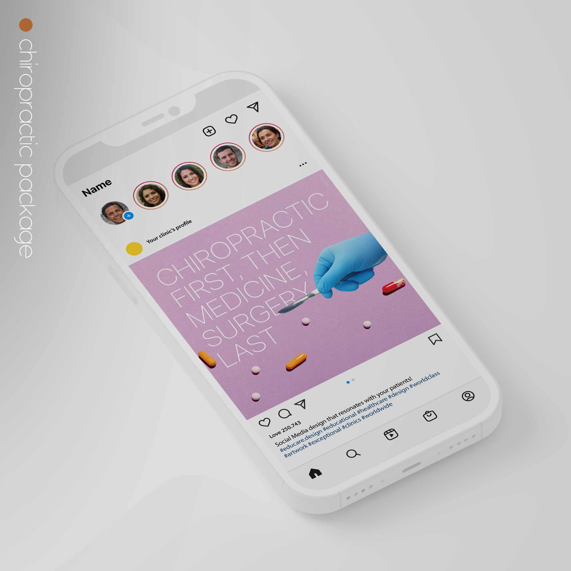 SocialSquares Package for chiropractic clinics. Designed by educare.design