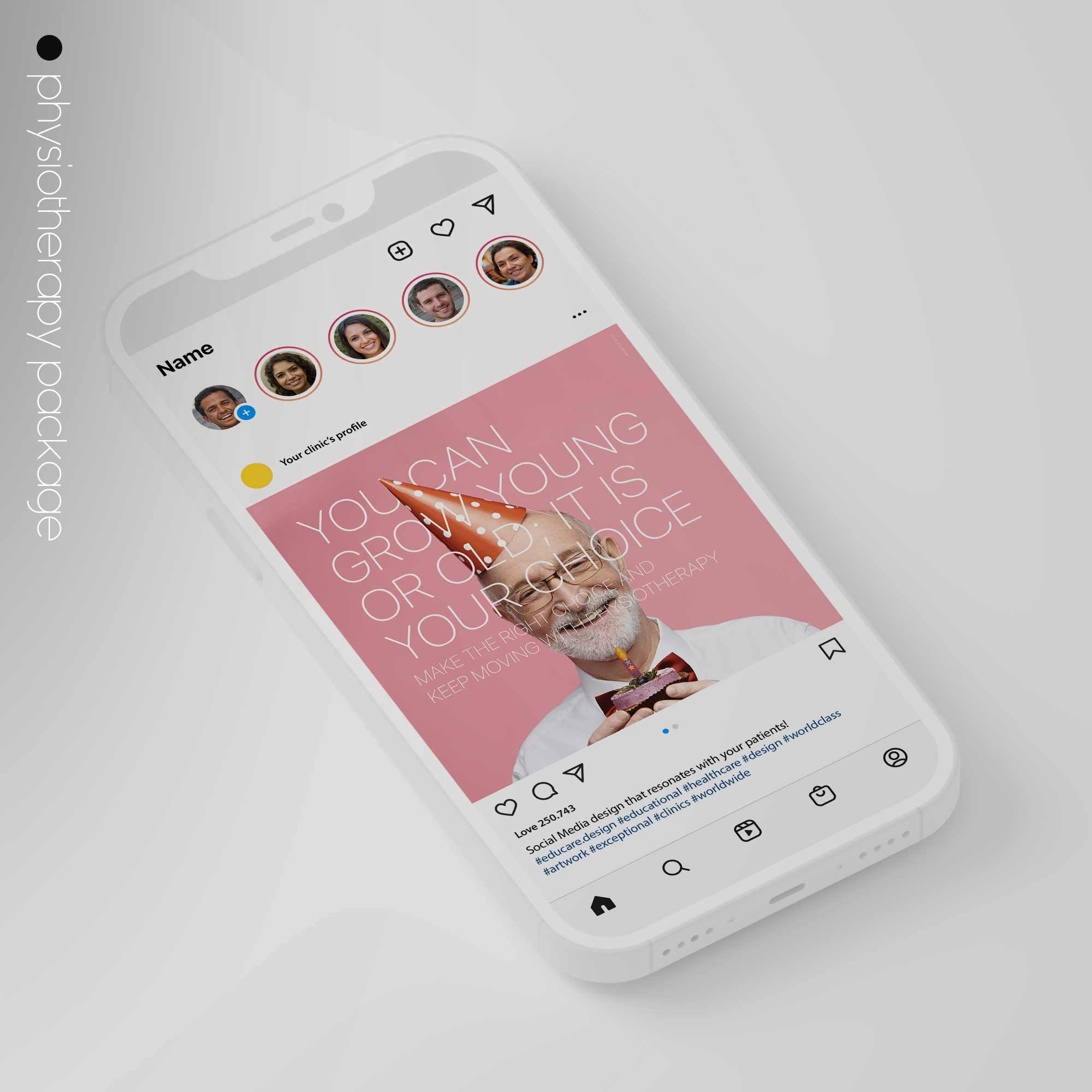 SocialSquares Package for physiotherapy clinics. Designed by educare.design