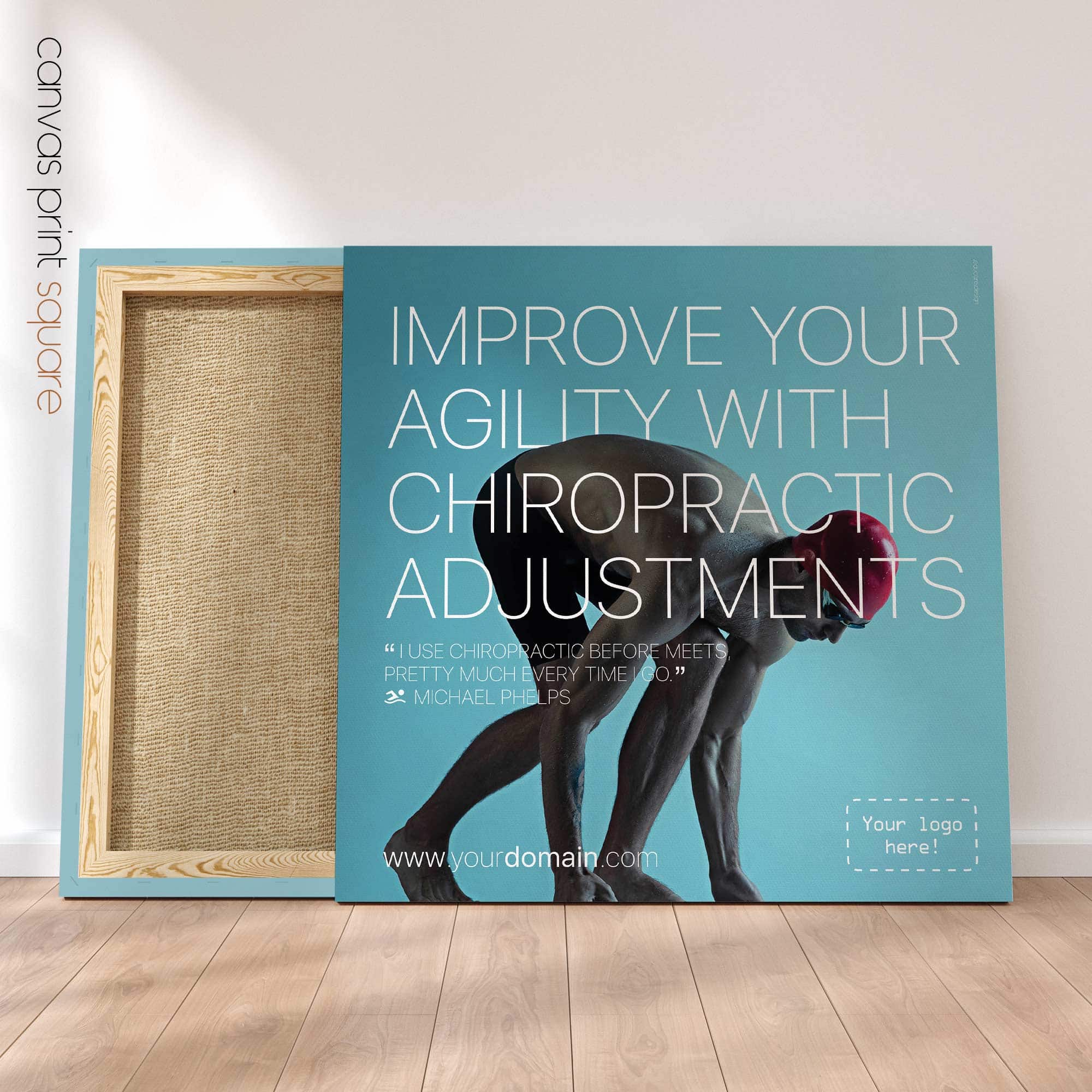 Nuoto e chiropratica. Poster sportivo da educare.design