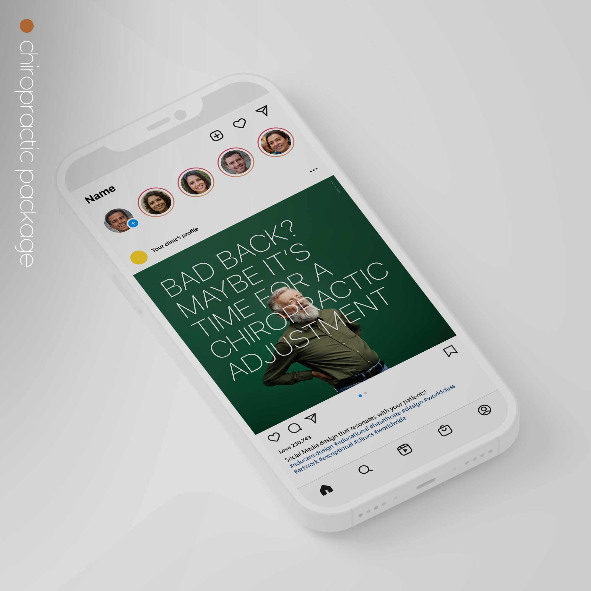 SocialSquares Package for chiropractic clinics. Designed by educare.design