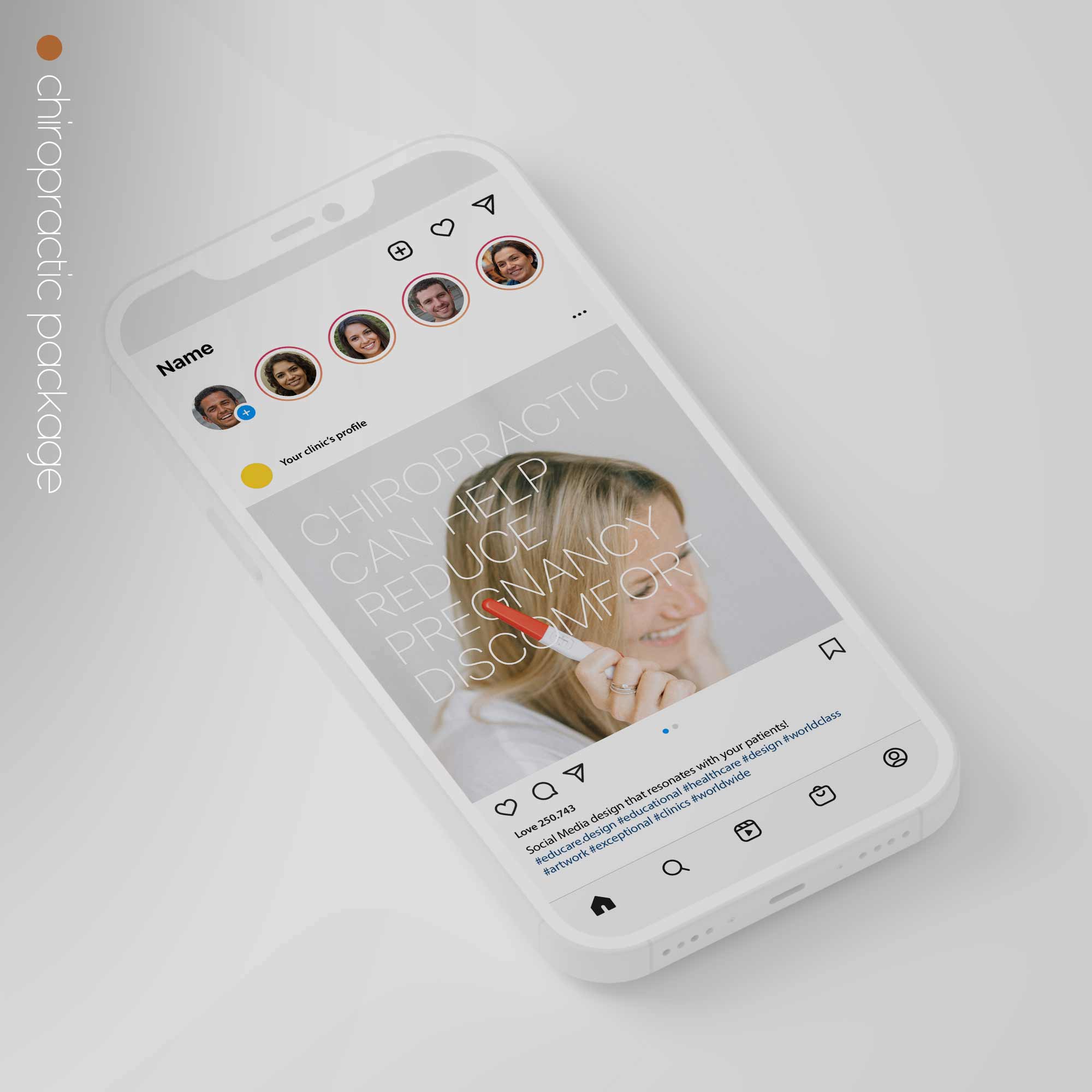 SocialSquares Package for chiropractic clinics. Designed by educare.design