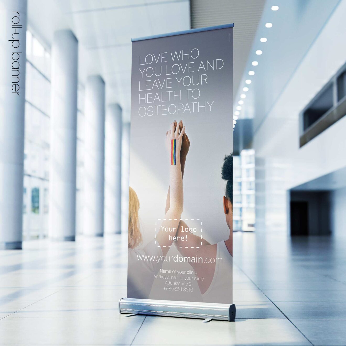 Amor y osteopatía Osteopathic rollup banner version