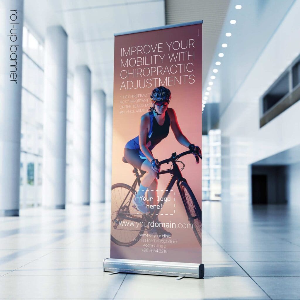 Cycling and Chiropractic; rollup banner version