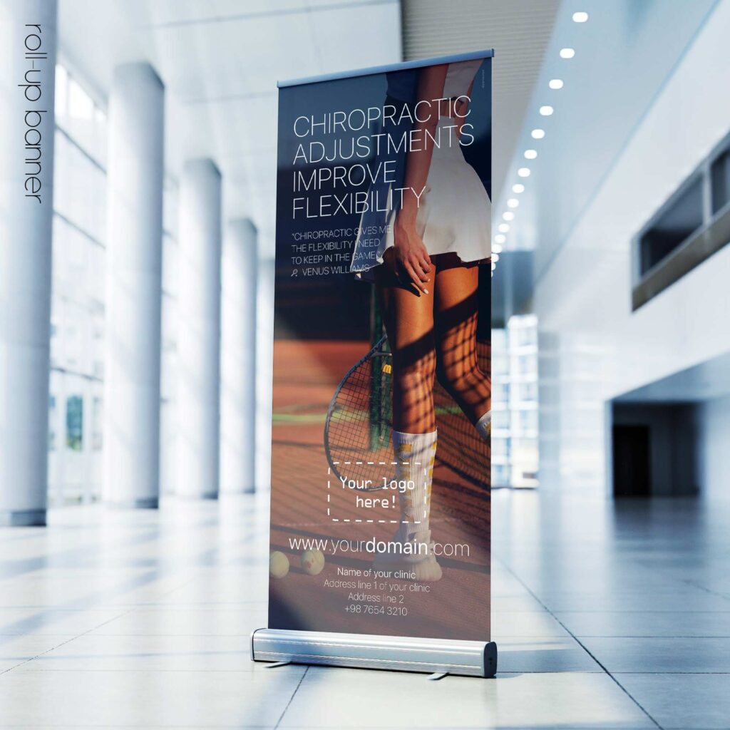 Tennis and Chiropractic; rollup banner version