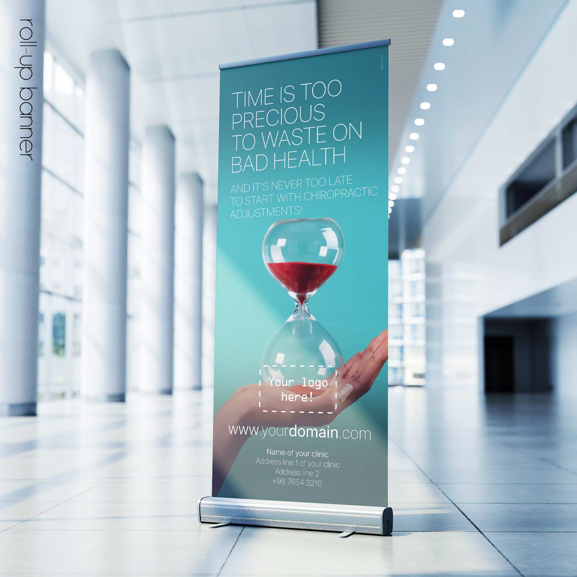 Time is Precious; chiropractic rollup banner version