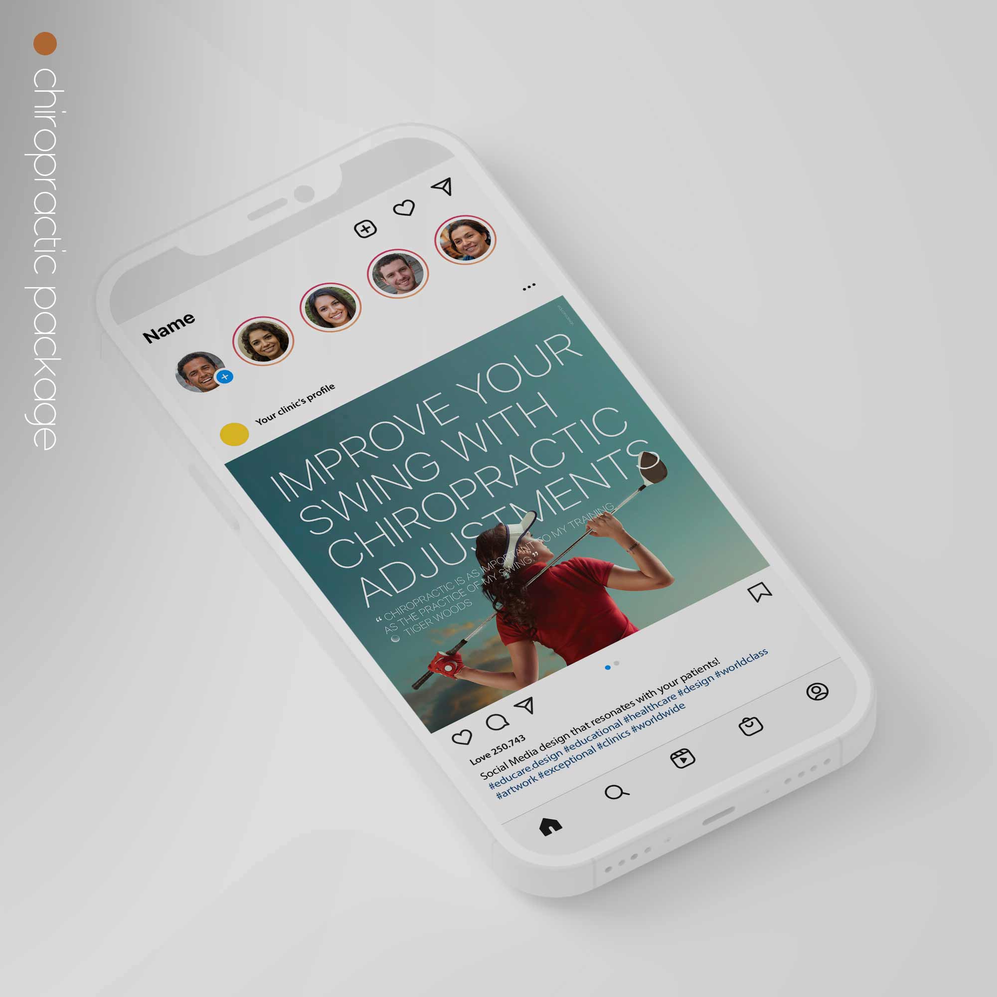 SocialSquares Package for chiropractic clinics. Designed by educare.design