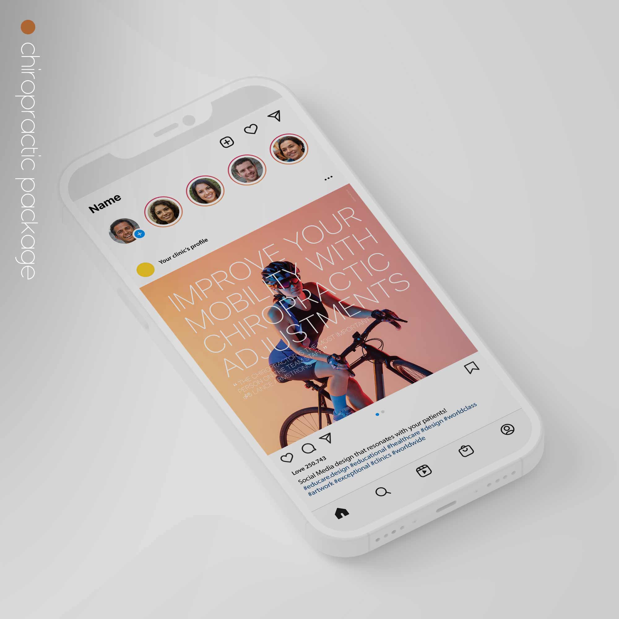 SocialSquares Package for chiropractic clinics. Designed by educare.design