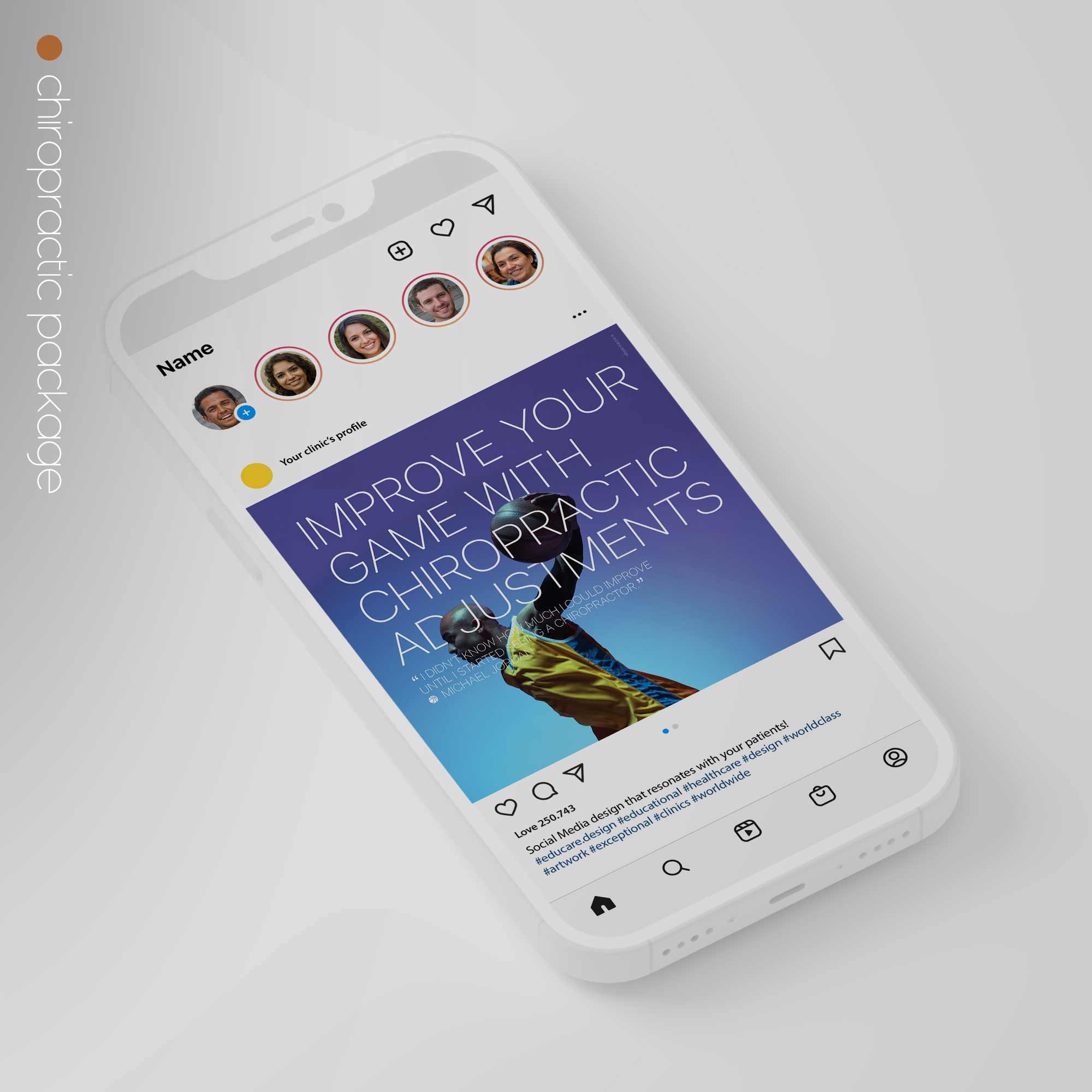 SocialSquares Package for chiropractic clinics. Designed by educare.design