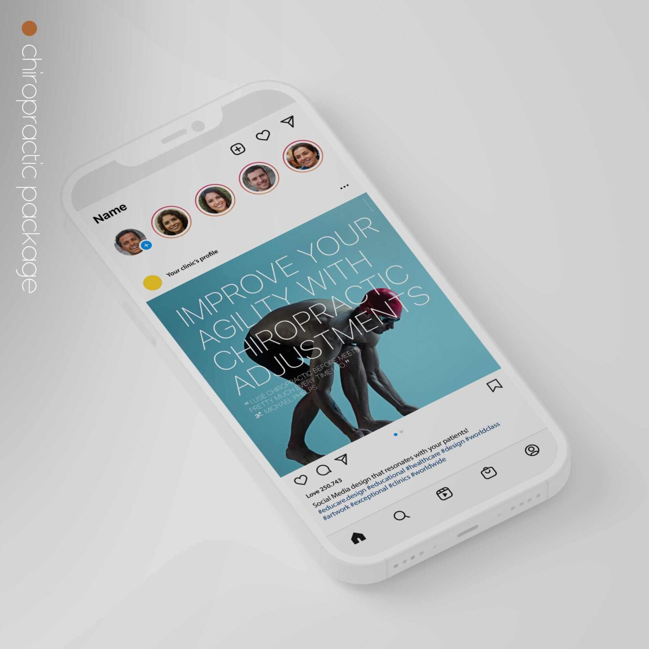 SocialSquares Package for chiropractic clinics. Designed by educare.design