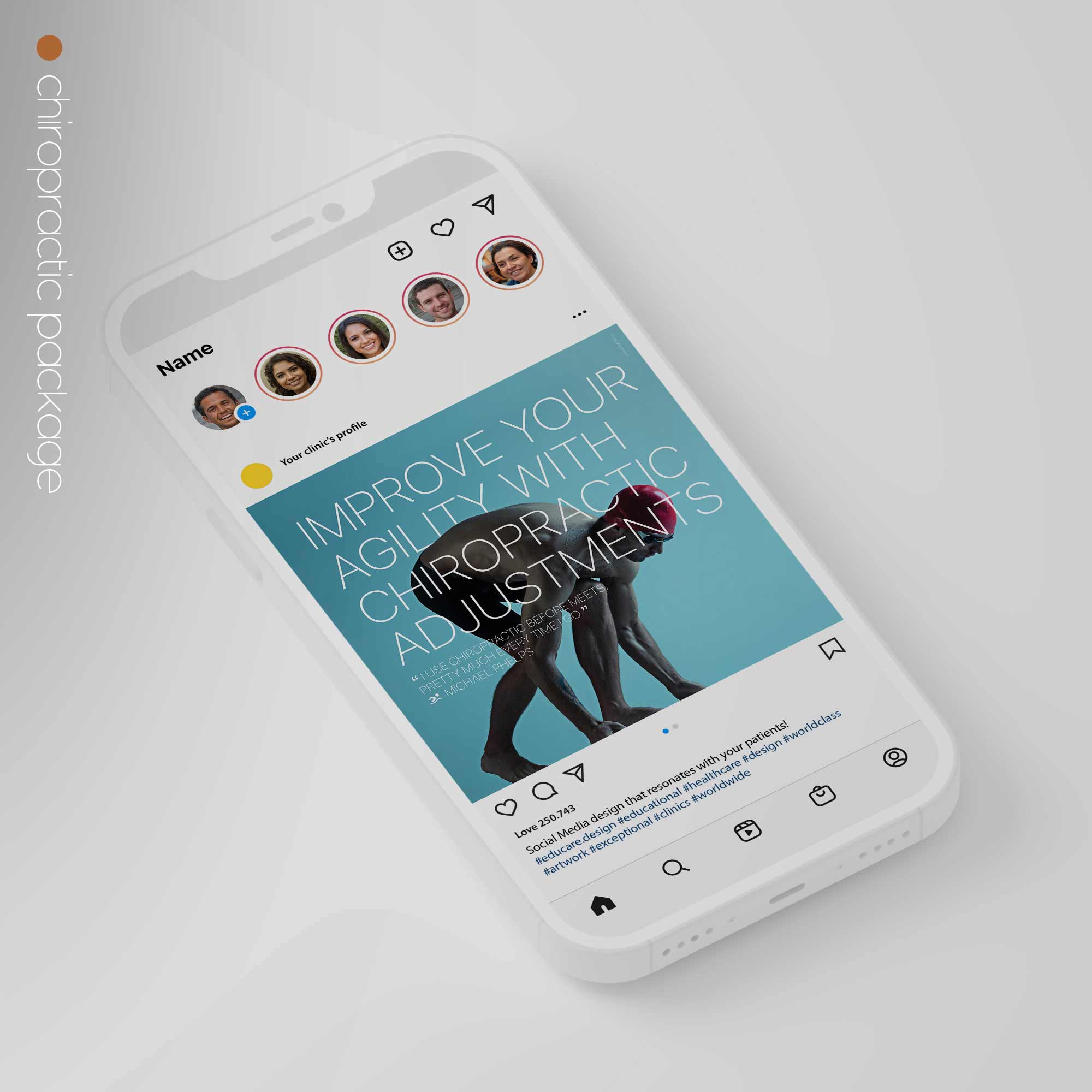 SocialSquares Package for chiropractic clinics. Designed by educare.design