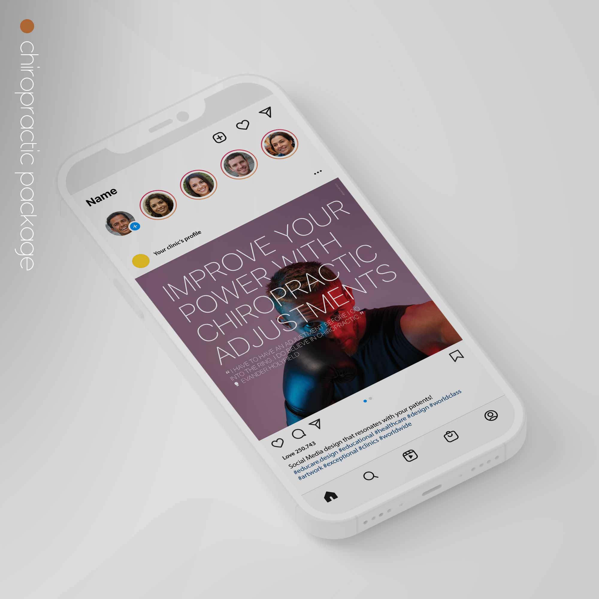 SocialSquares Package for chiropractic clinics. Designed by educare.design