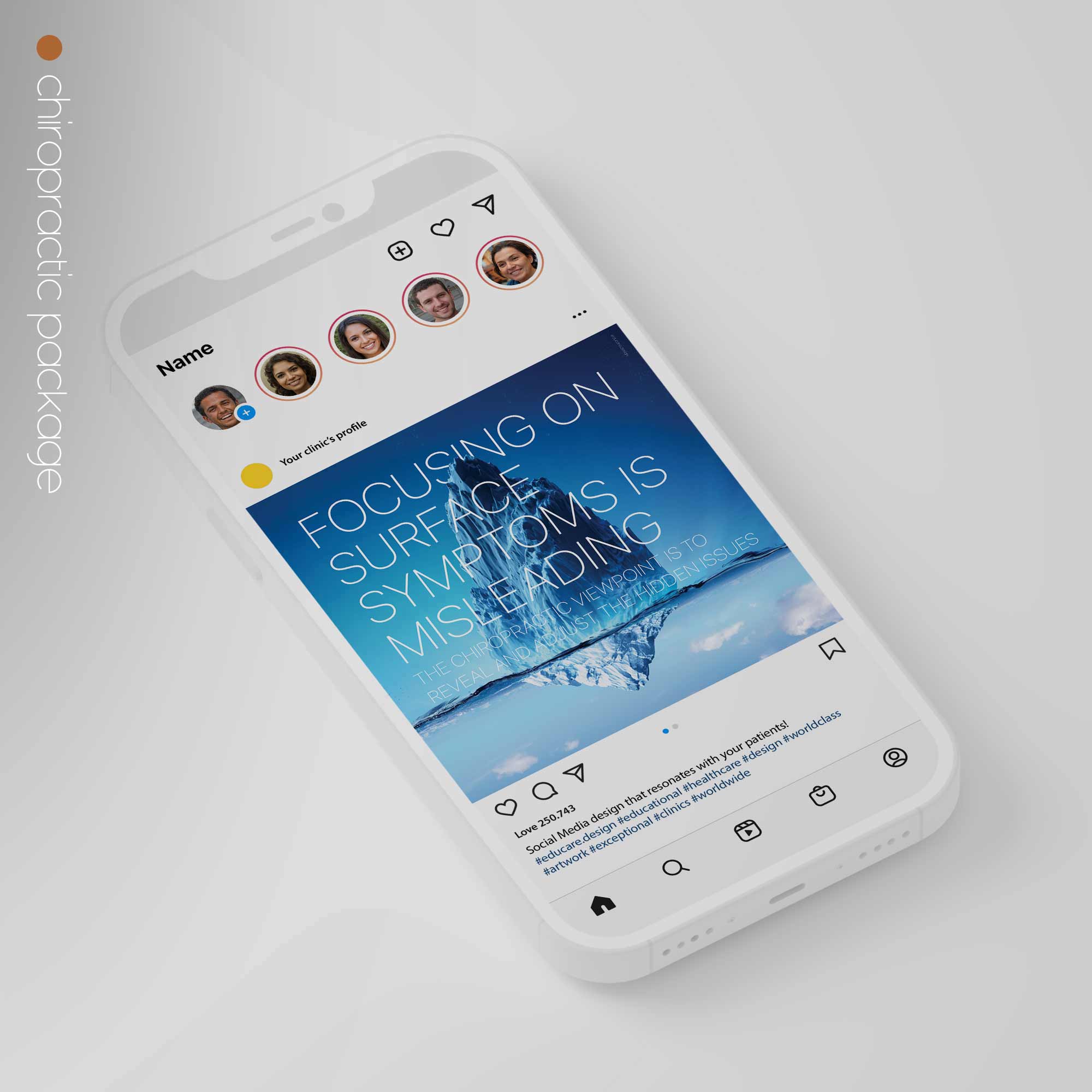 SocialSquares Package for chiropractic clinics. Designed by educare.design