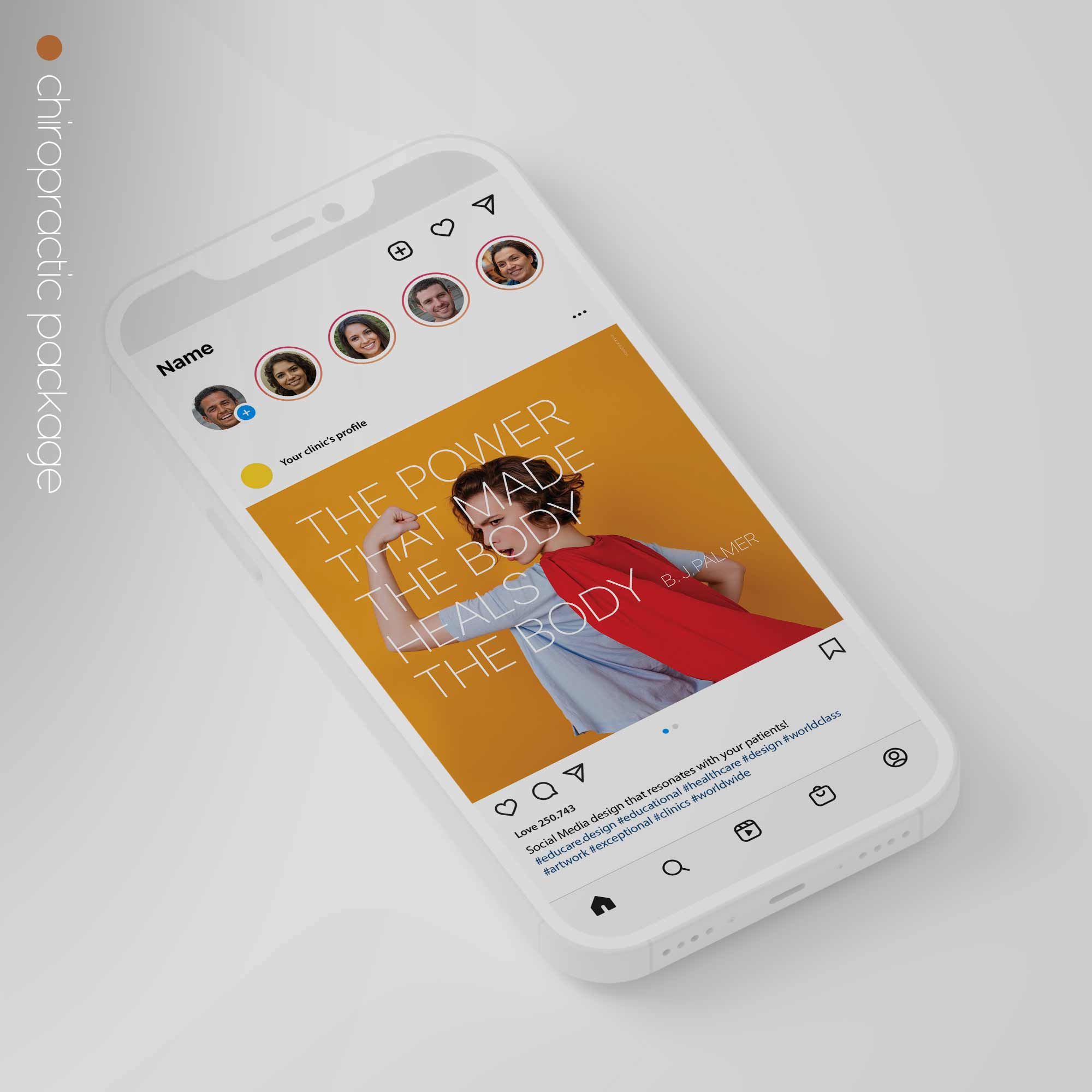 SocialSquares Package for chiropractic clinics. Designed by educare.design