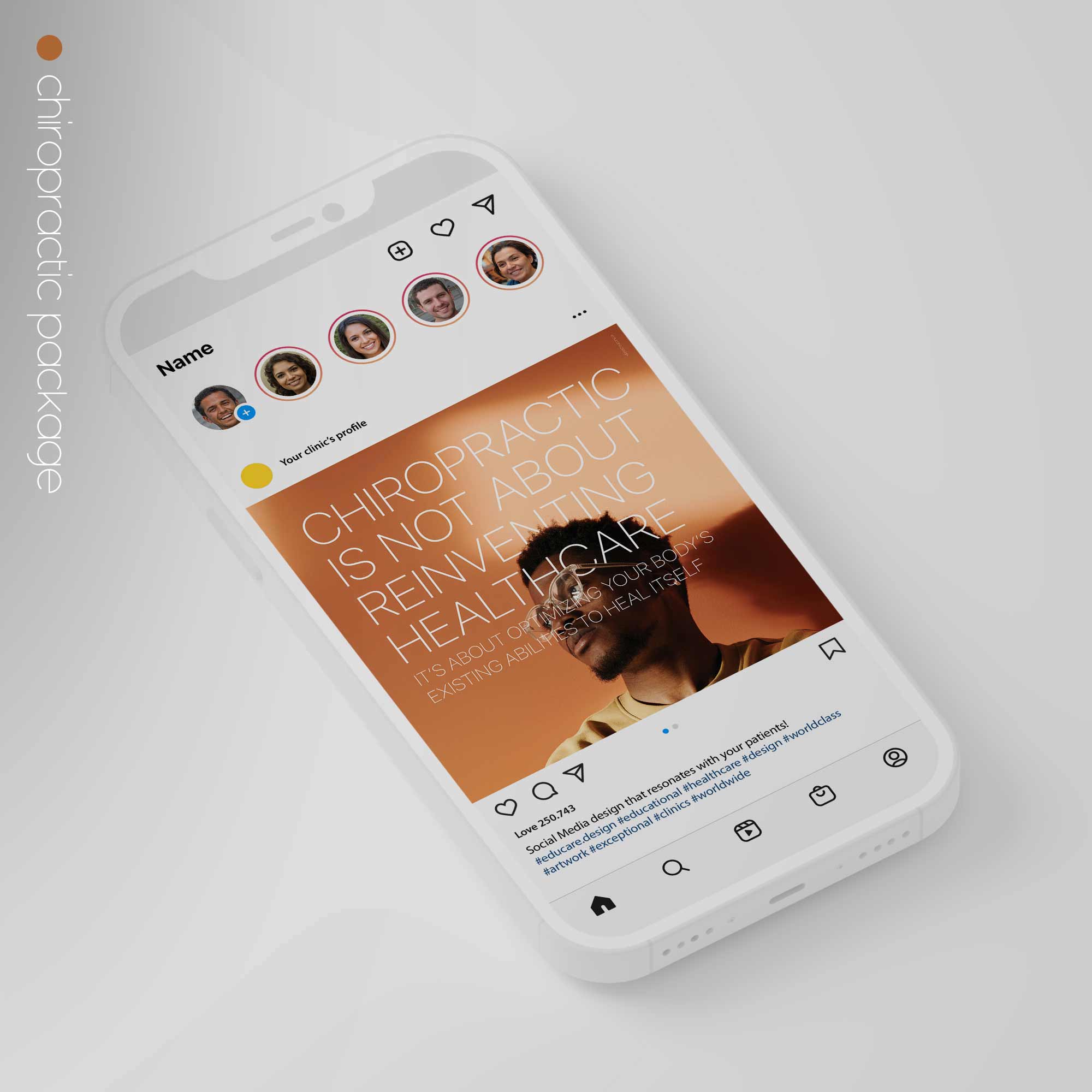 SocialSquares Package for chiropractic clinics. Designed by educare.design