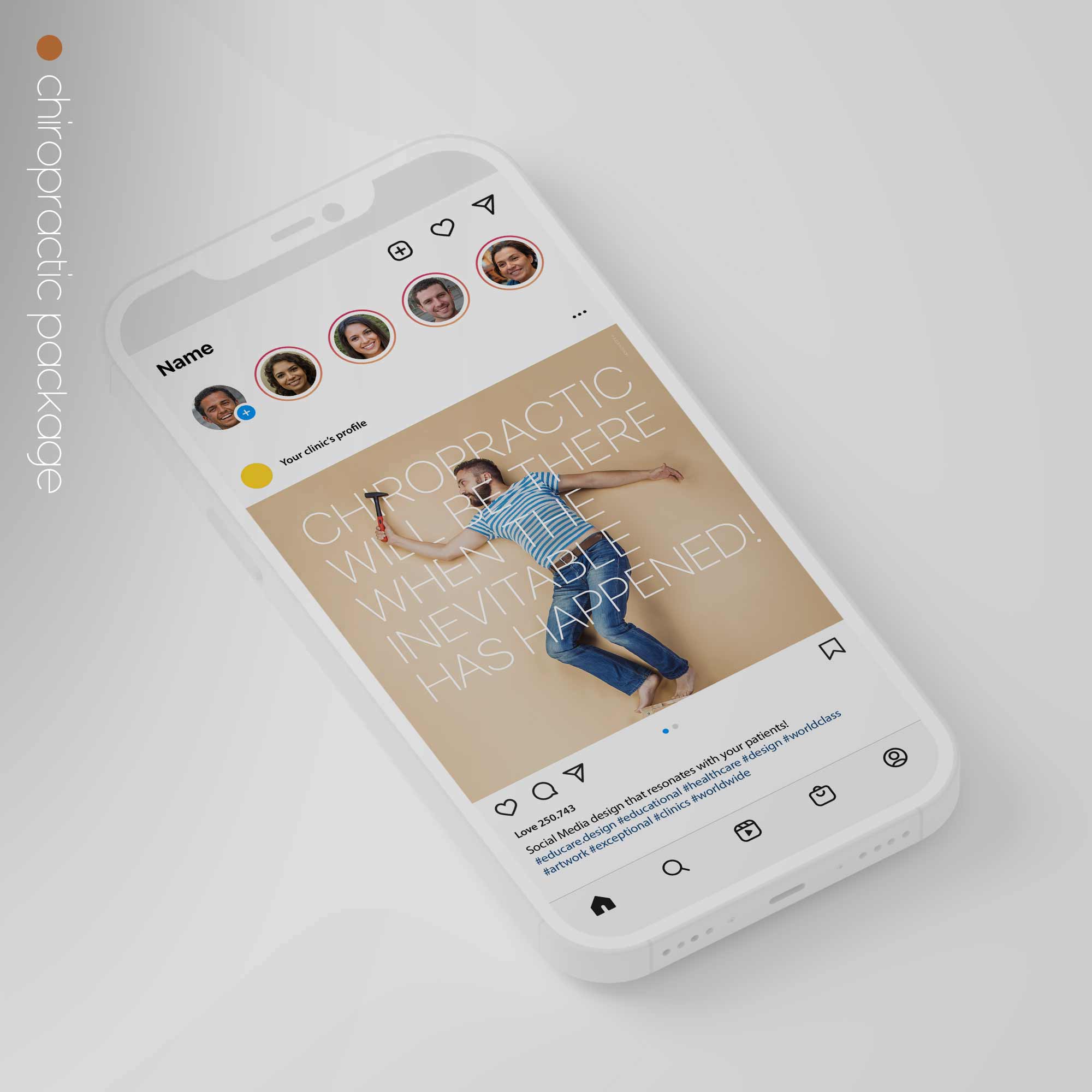 SocialSquares Package for chiropractic clinics. Designed by educare.design