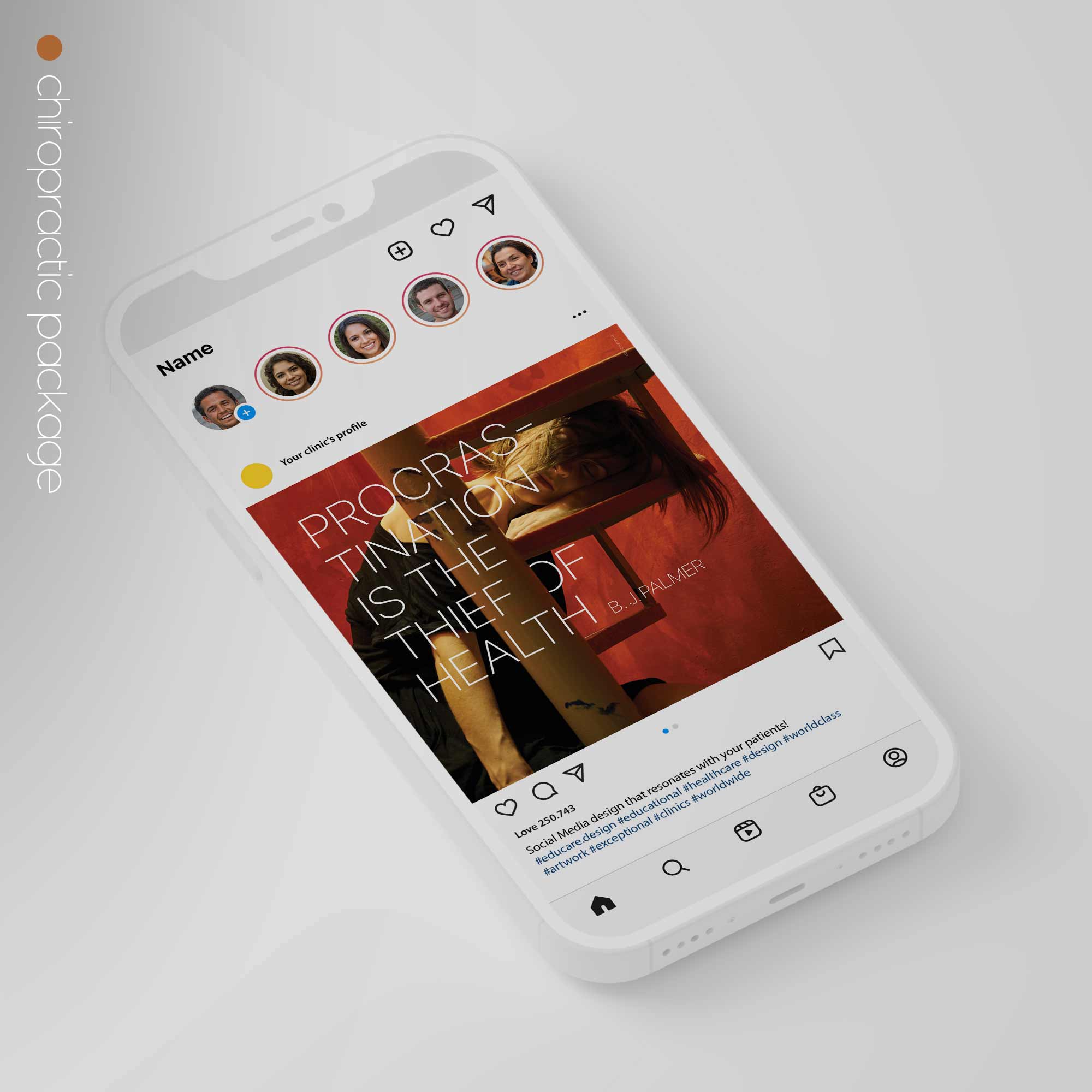 SocialSquares Package for chiropractic clinics. Designed by educare.design