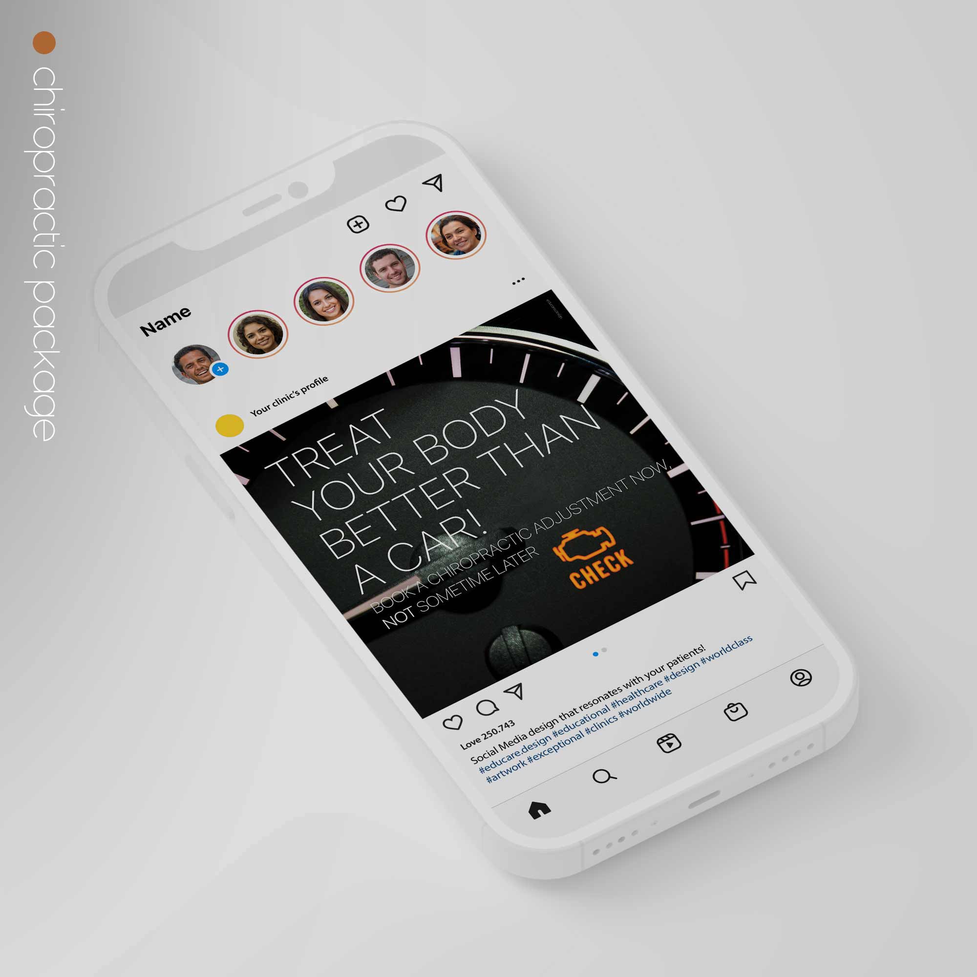 SocialSquares Package for chiropractic clinics. Designed by educare.design