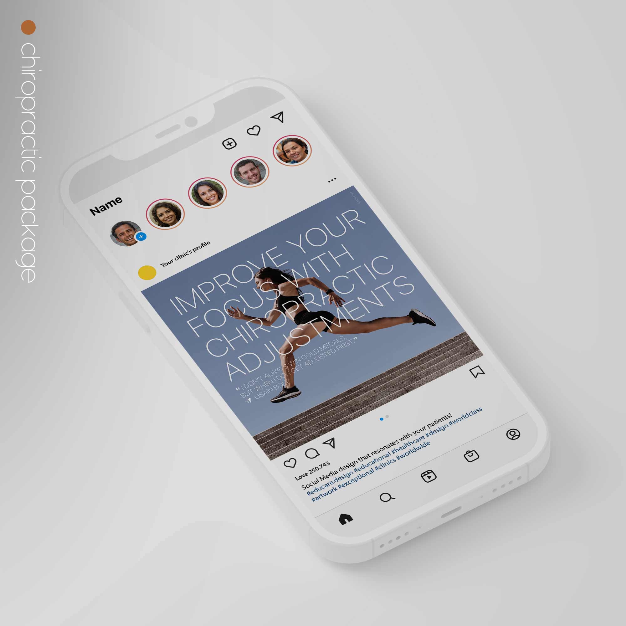 SocialSquares Package for chiropractic clinics. Designed by educare.design