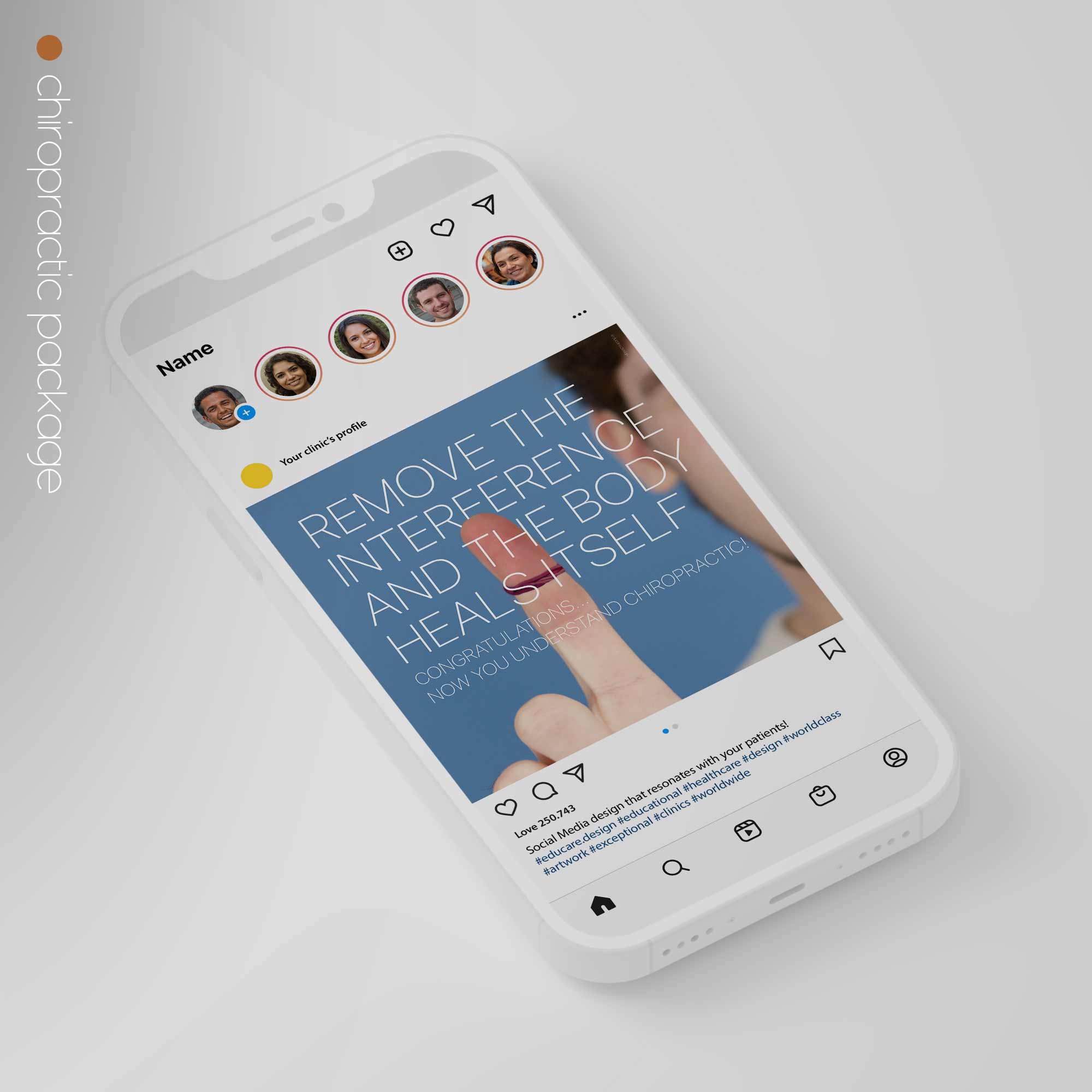 SocialSquares Package for chiropractic clinics. Designed by educare.design