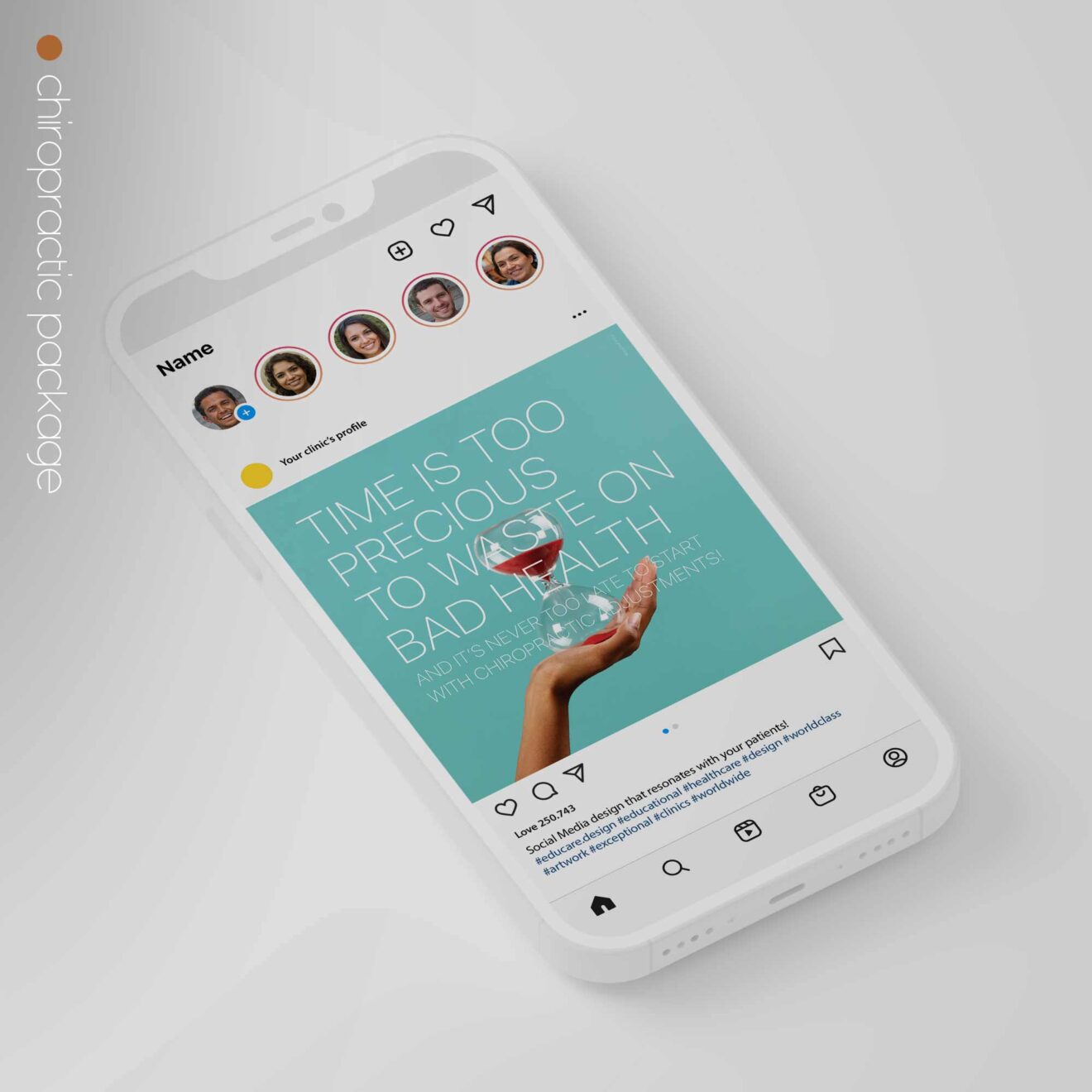 SocialSquares Package for chiropractic clinics. Designed by educare.design