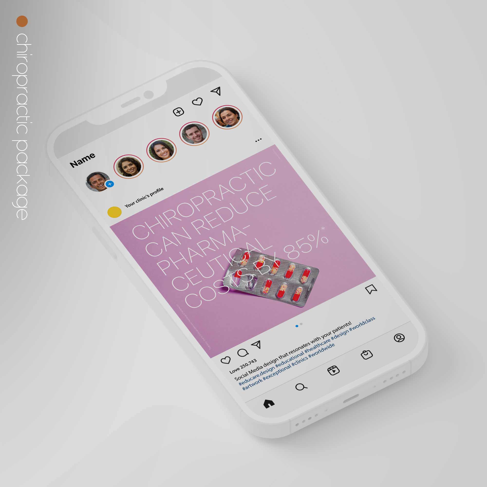 SocialSquares Package for chiropractic clinics. Designed by educare.design