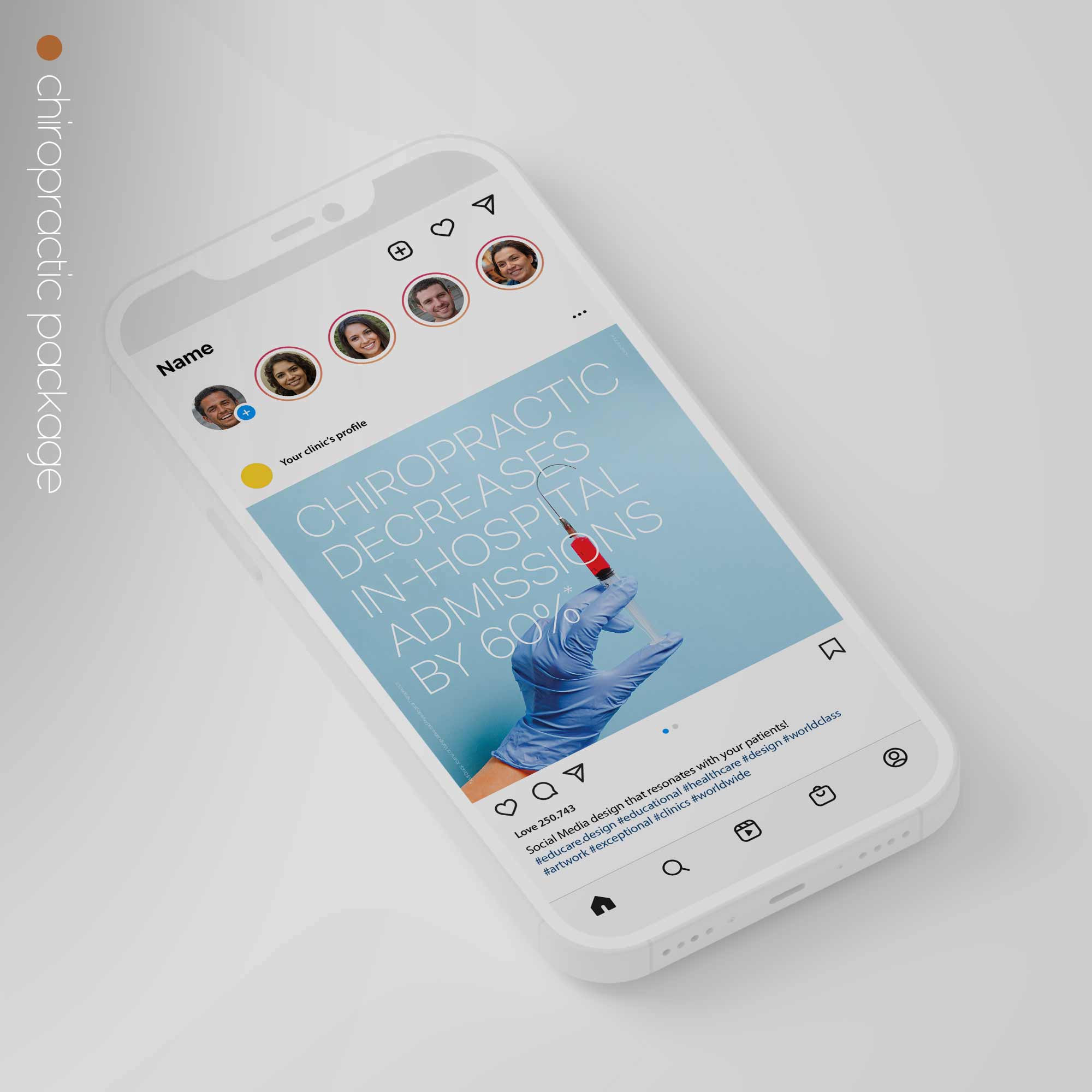 SocialSquares Package for chiropractic clinics. Designed by educare.design