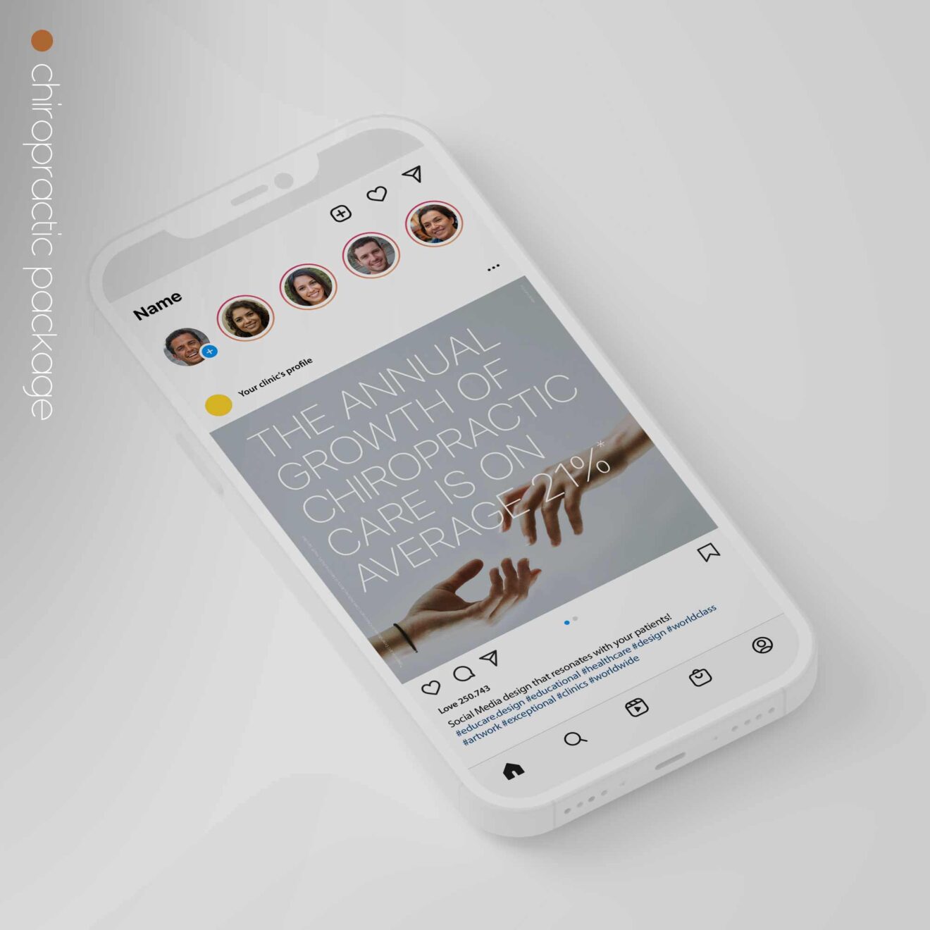 SocialSquares Package for chiropractic clinics. Designed by educare.design