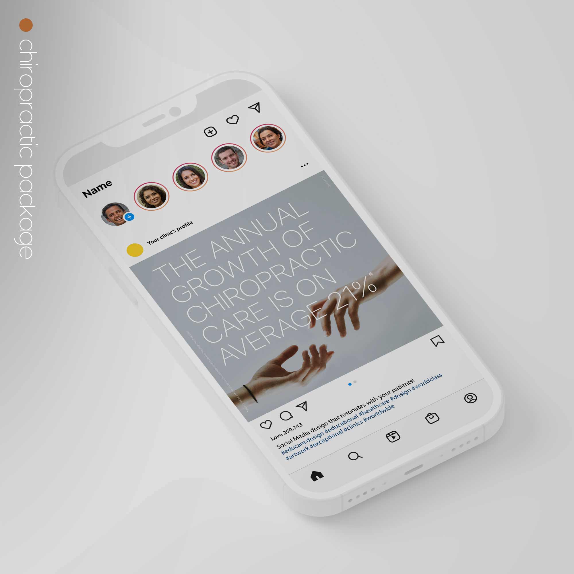 SocialSquares Package for chiropractic clinics. Designed by educare.design