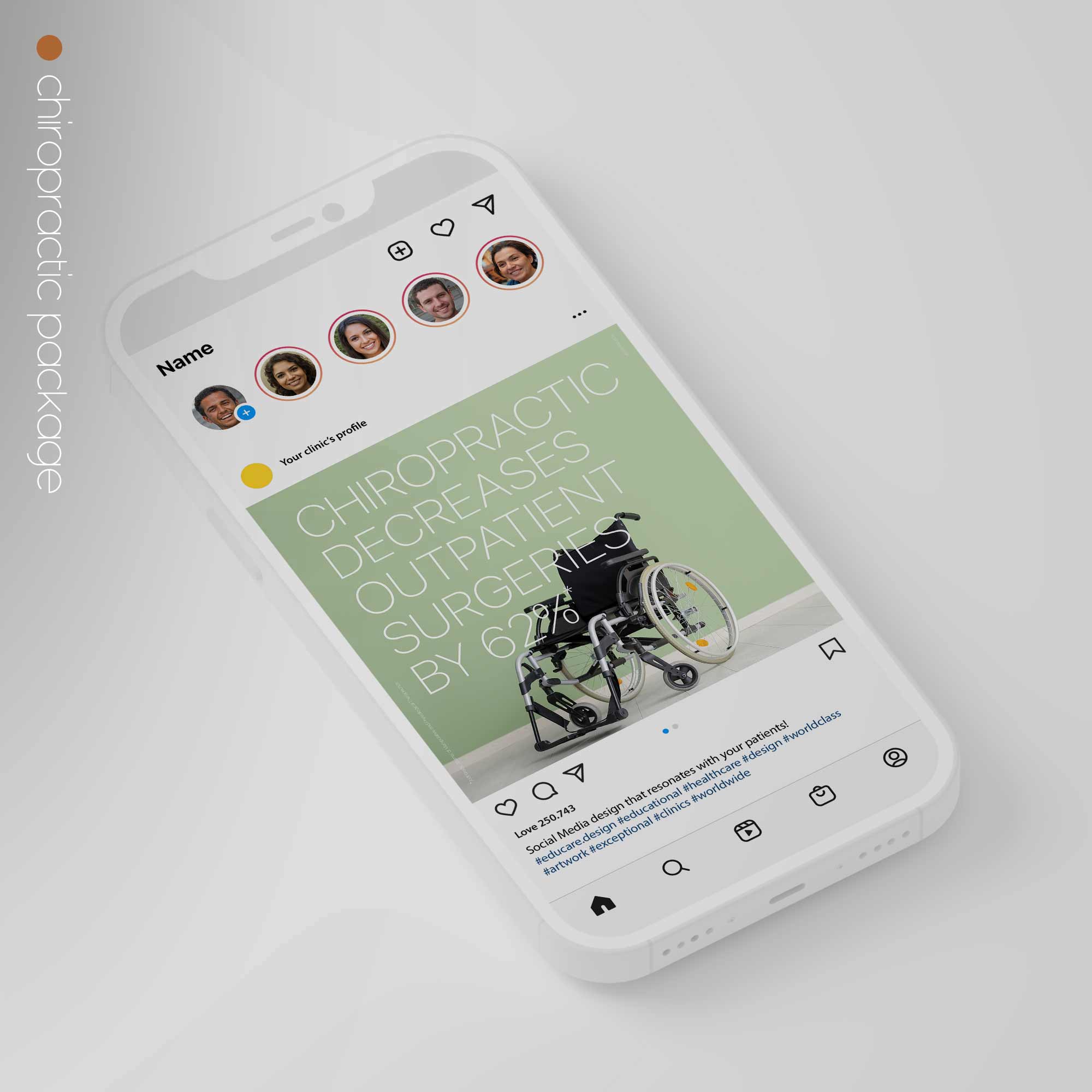 SocialSquares Package for chiropractic clinics. Designed by educare.design