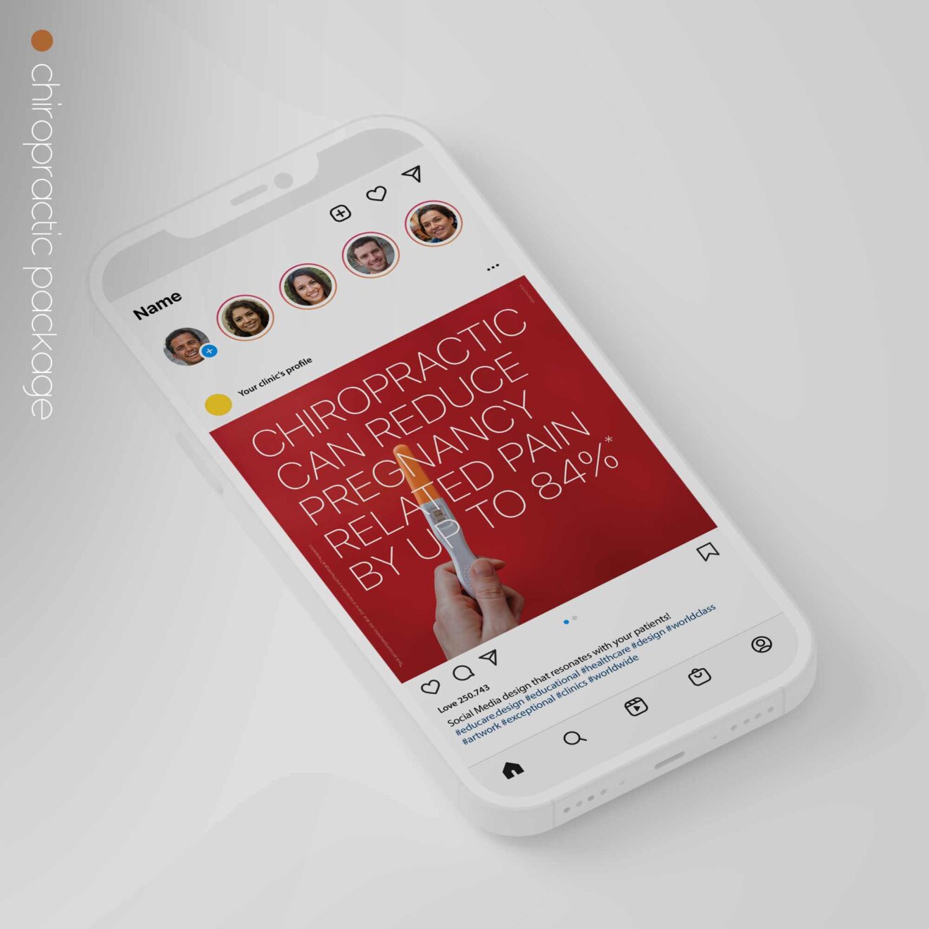 SocialSquares Package for chiropractic clinics. Designed by educare.design
