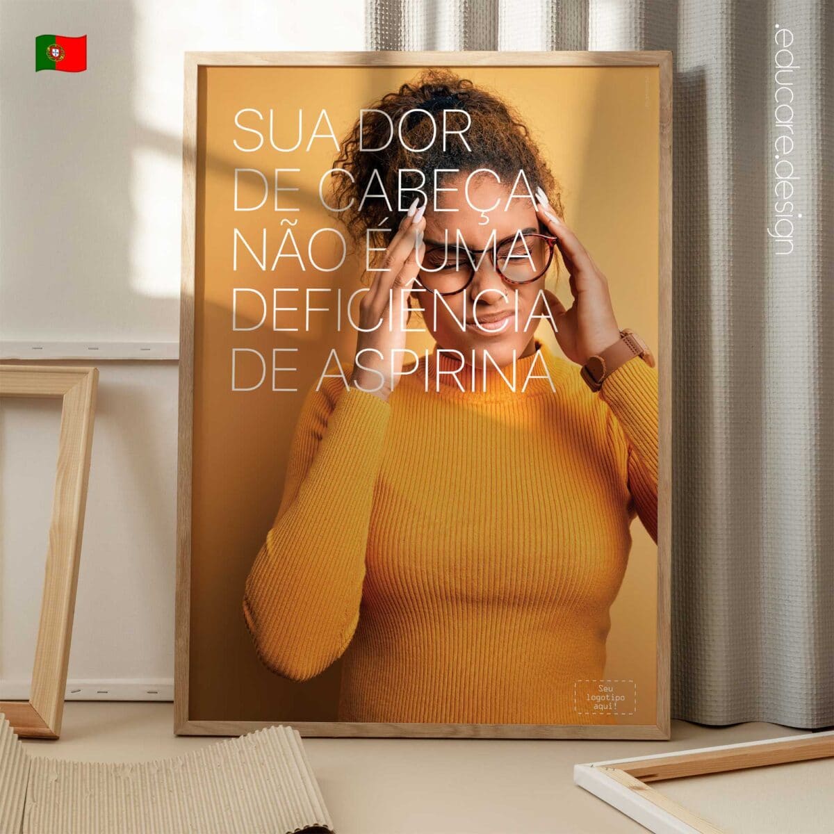 Preventive healthcare poster raising awareness about headache causes and responsible medication use.