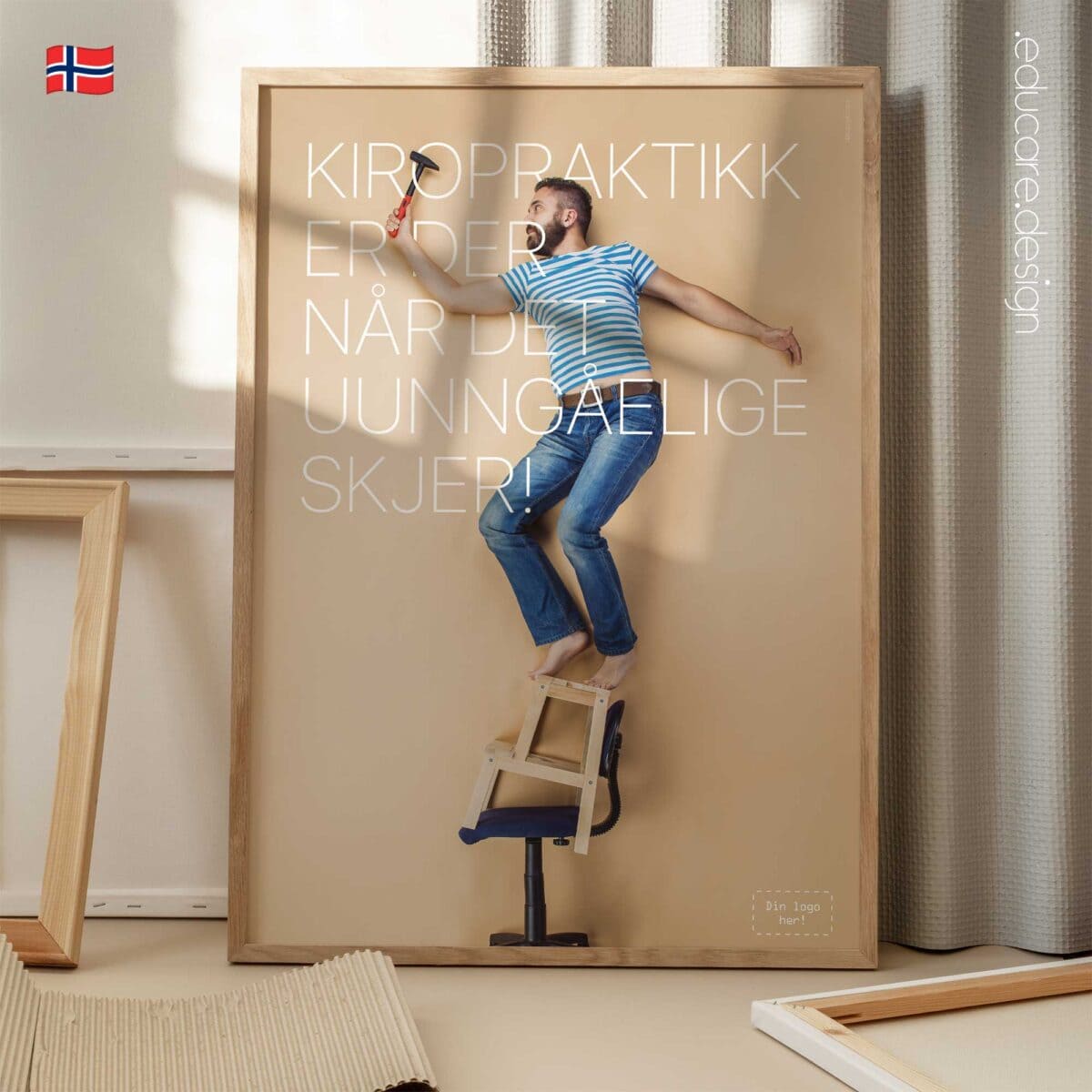 Chiropractic poster showing a humorous everyday accident with the message “Chiropractic will be there when the inevitable has happened.”