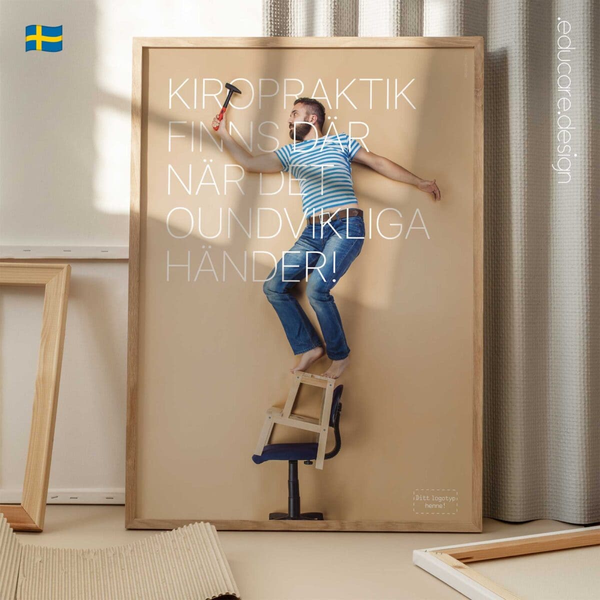 Chiropractic poster showing a humorous everyday accident with the message “Chiropractic will be there when the inevitable has happened.”