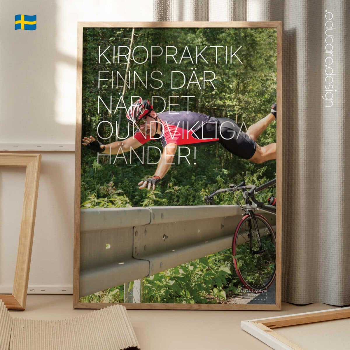 Chiropractic poster showing a humorous everyday accident with the message “Chiropractic will be there when the inevitable has happened.”