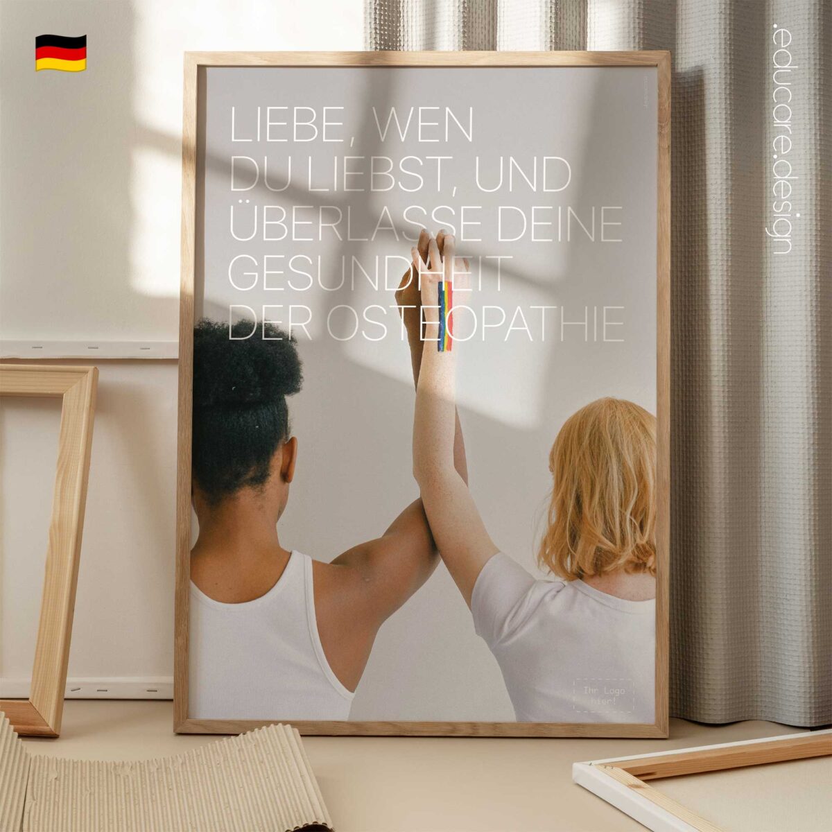 Minimalist osteopathy poster celebrating diversity and wellbeing.