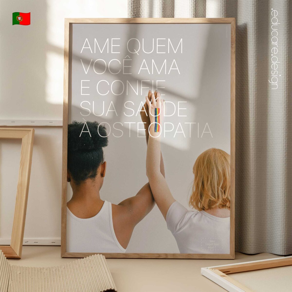 Minimalist osteopathy poster celebrating diversity and wellbeing.