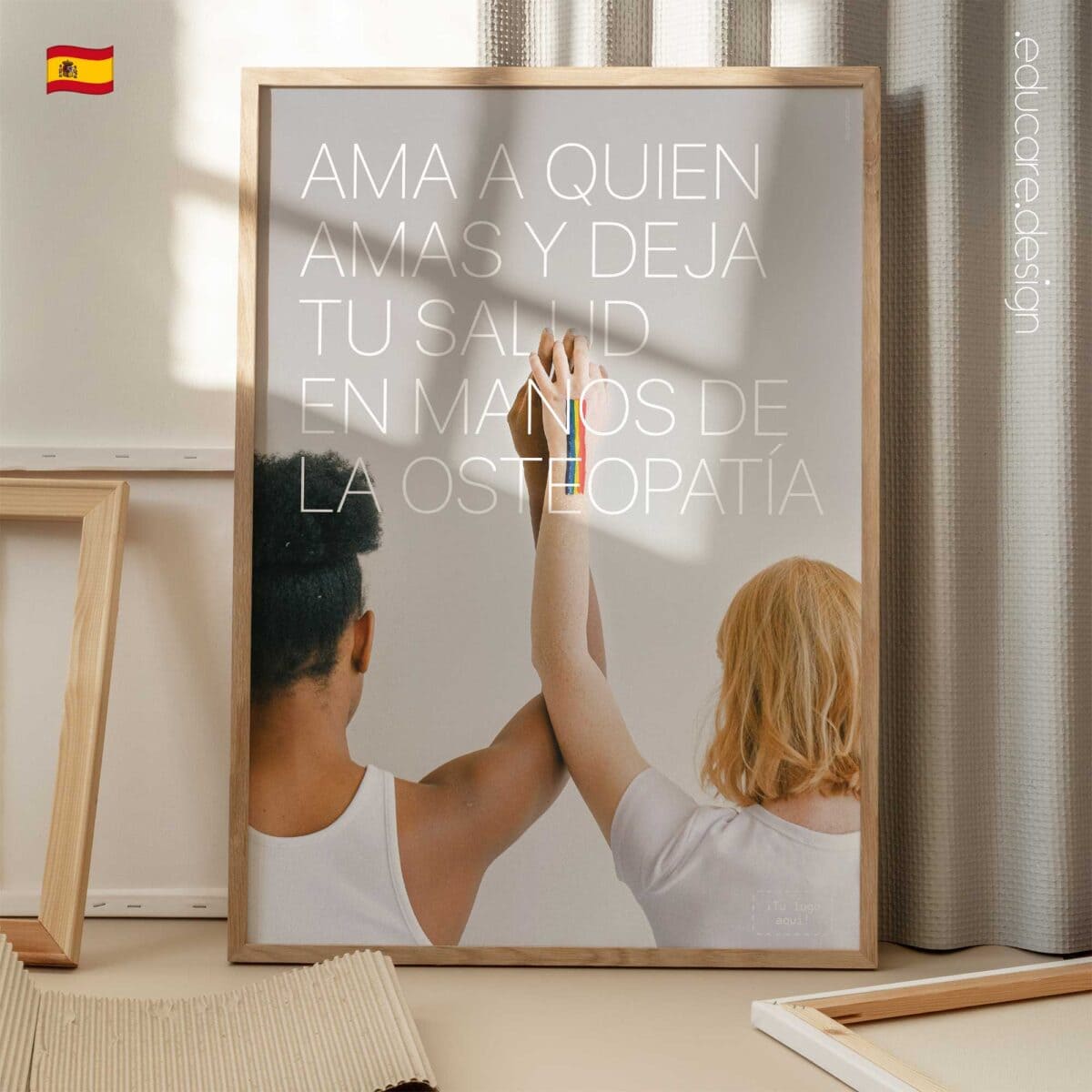 Minimalist osteopathy poster celebrating diversity and wellbeing.
