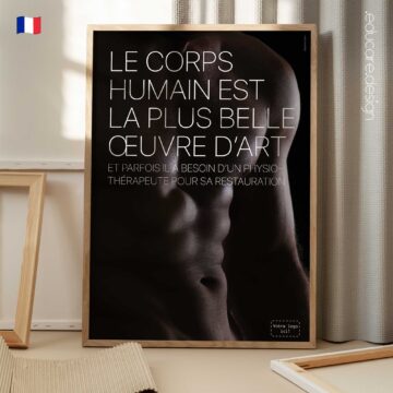 Minimalist physiotherapy poster celebrating the human body as a work of art.
