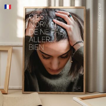 Mental health awareness poster saying “it’s okay not to be okay” – for clinics and counselling spaces.
