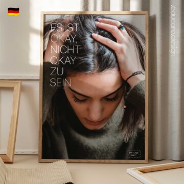 Mental health awareness poster saying “it’s okay not to be okay” – for clinics and counselling spaces.
